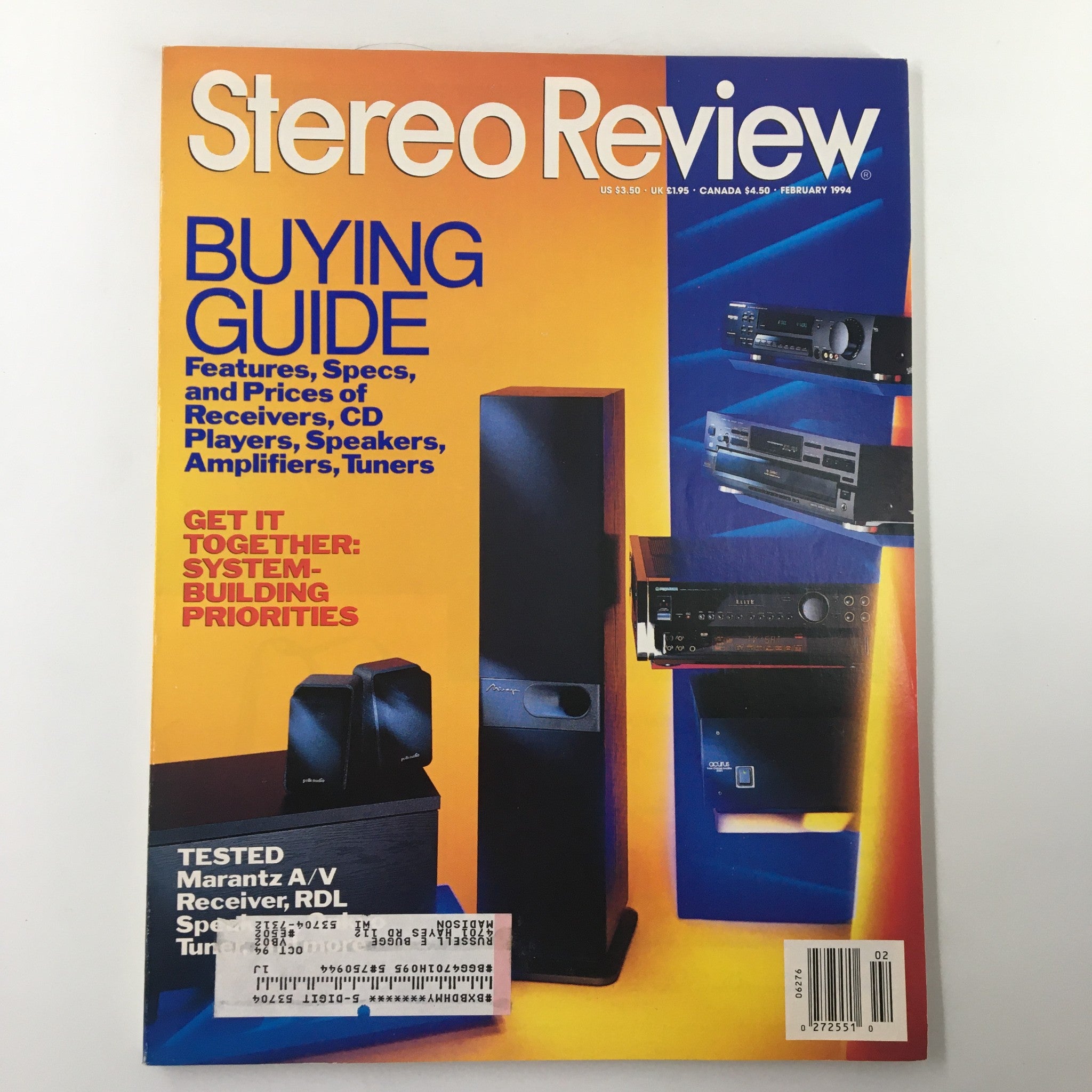 Stereo Review Magazine February 1994 Get It Together System-Building Priority VG