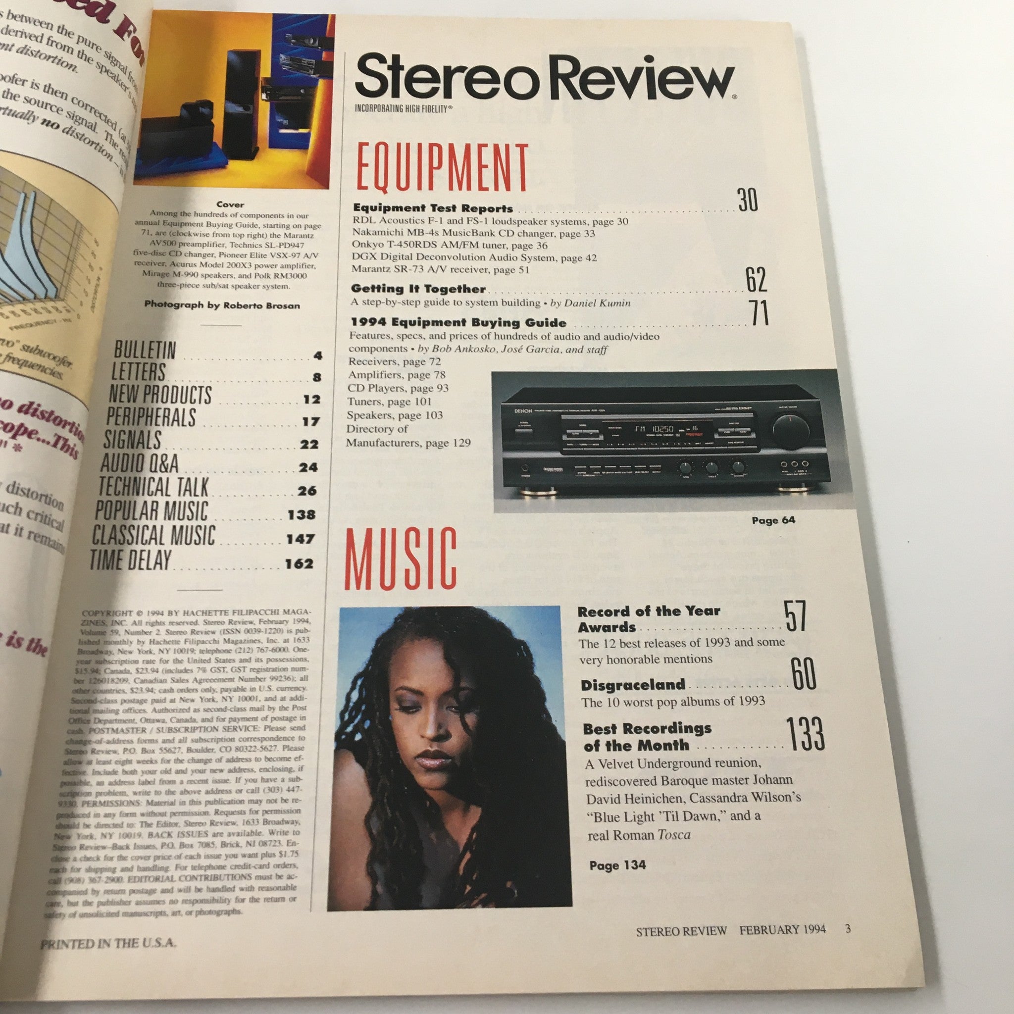 Stereo Review Magazine February 1994 Get It Together System-Building Priority VG