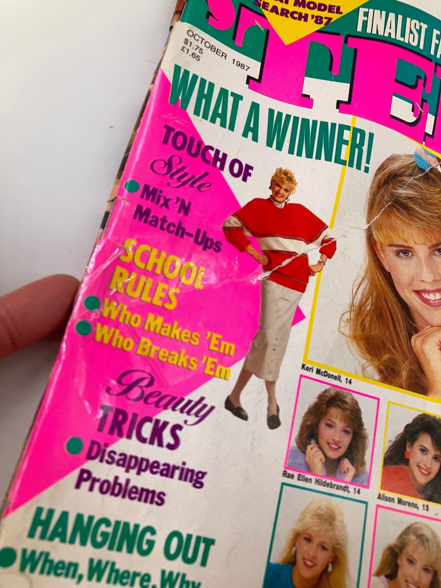 VTG Teen Magazine October 1987 Great Model Search Winner Keri McDonell No Label