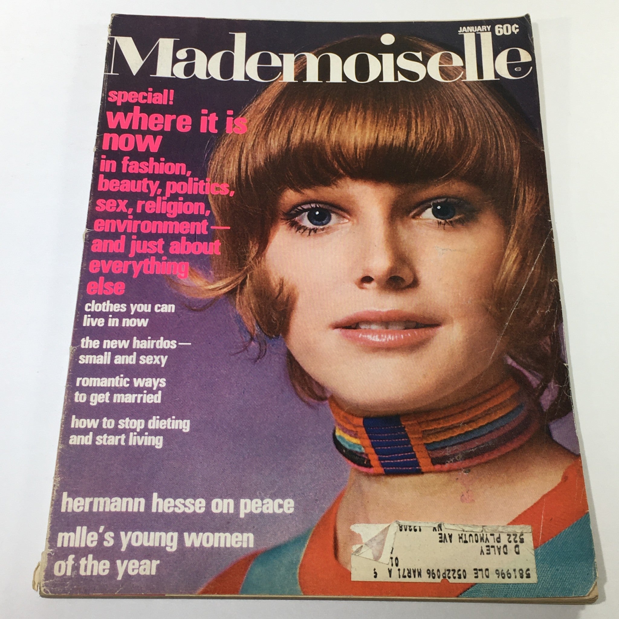 VTG Mademoiselle Magazine: January 1971 - Beautiful Front Cover