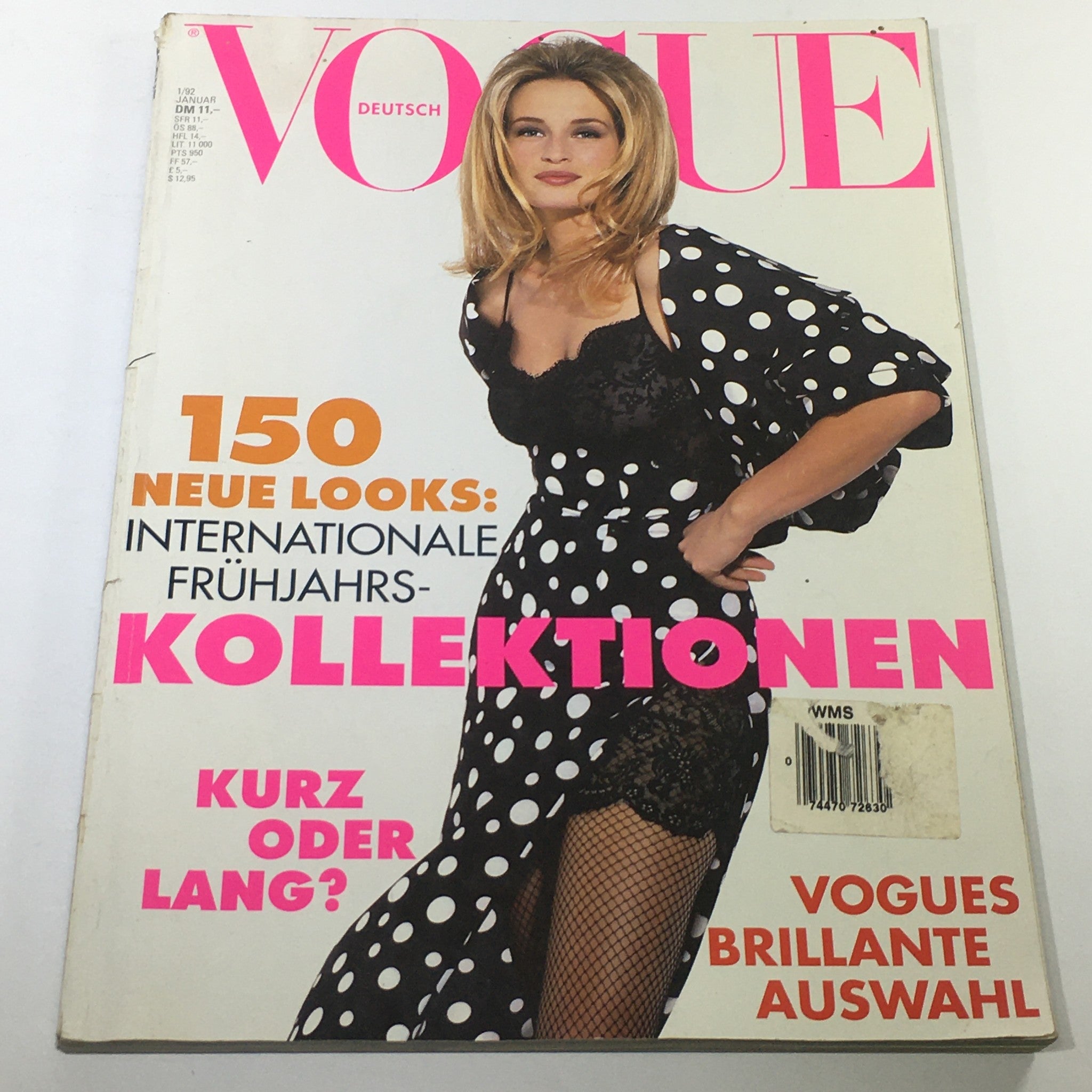 VTG Vogue Deutsch Magazine: January 1992 - Estelle Lefébure Cover No Label