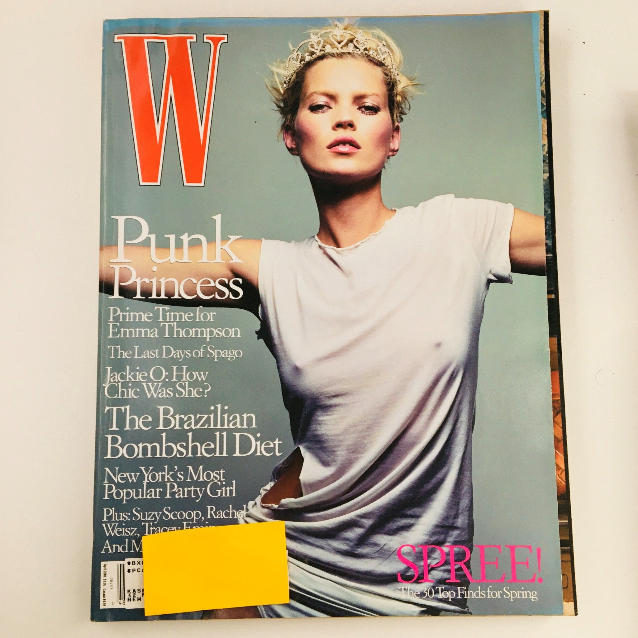 W Magazine April 2001 Supermodel Kate Moss Punk Princess & Emma Thompson Feature