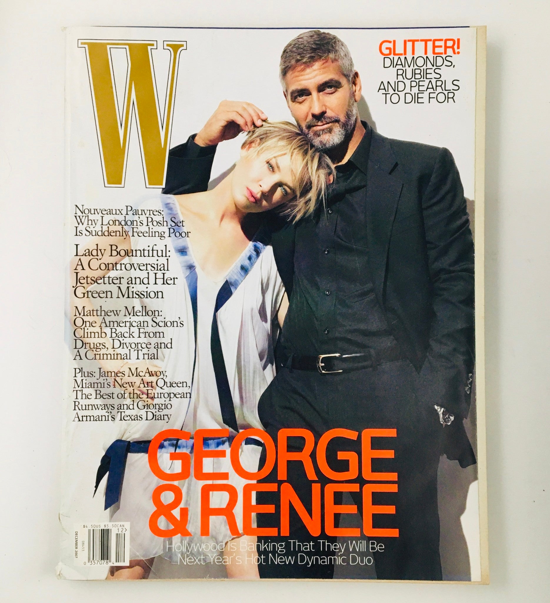 W Magazine December 2007 Actors George Clooney & Renée Zellweger, No Label