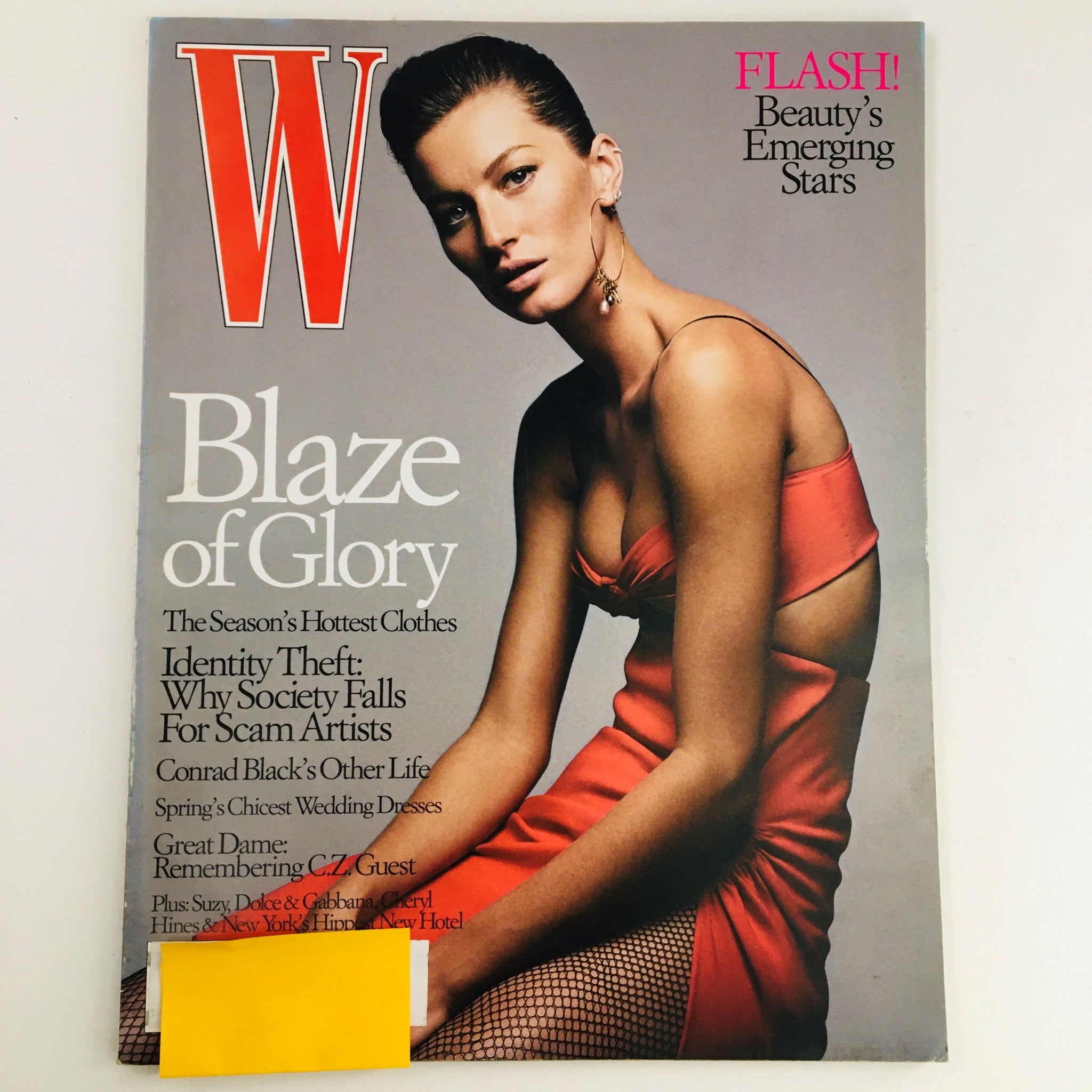 W Magazine January 2004 Brazilian Model Gisele Bündchen Blaze of Glory, VG