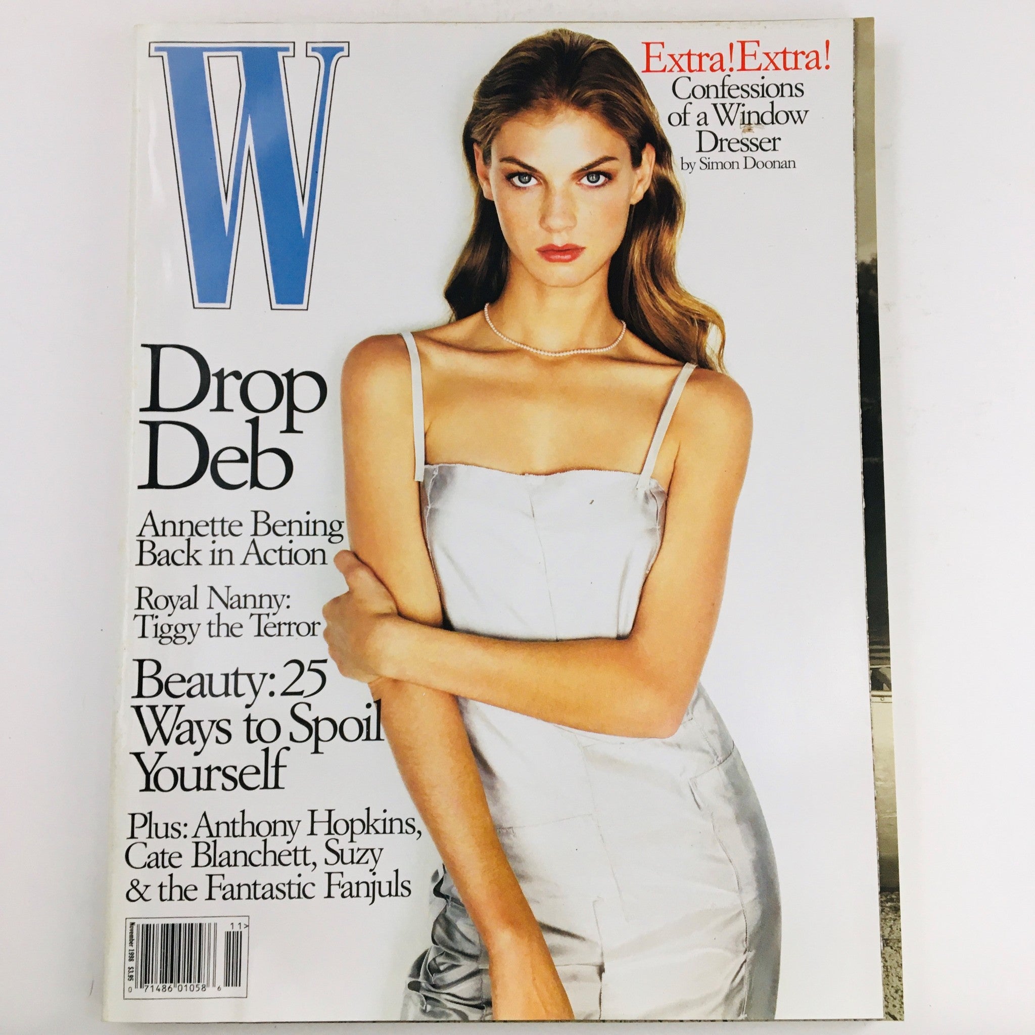 W Magazine November 1998 Model Angela Lindvall Plus Annette Bening Feature, VG