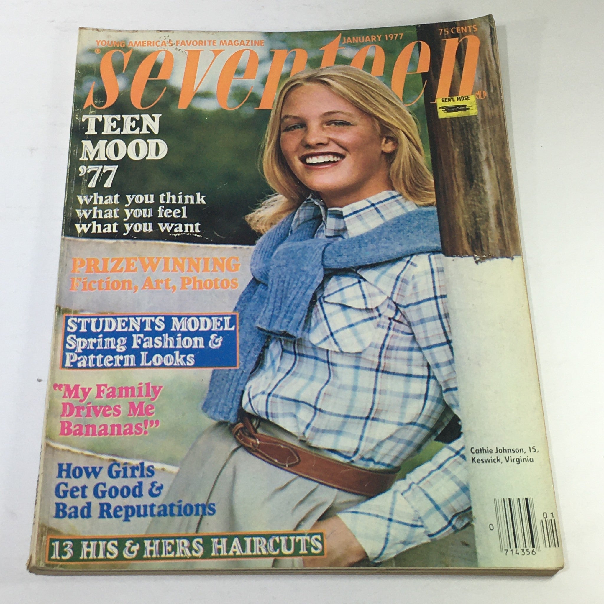 VTG Seventeen Magazine: January 1977 - Cathie Johnson Cover No Label/Newsstand