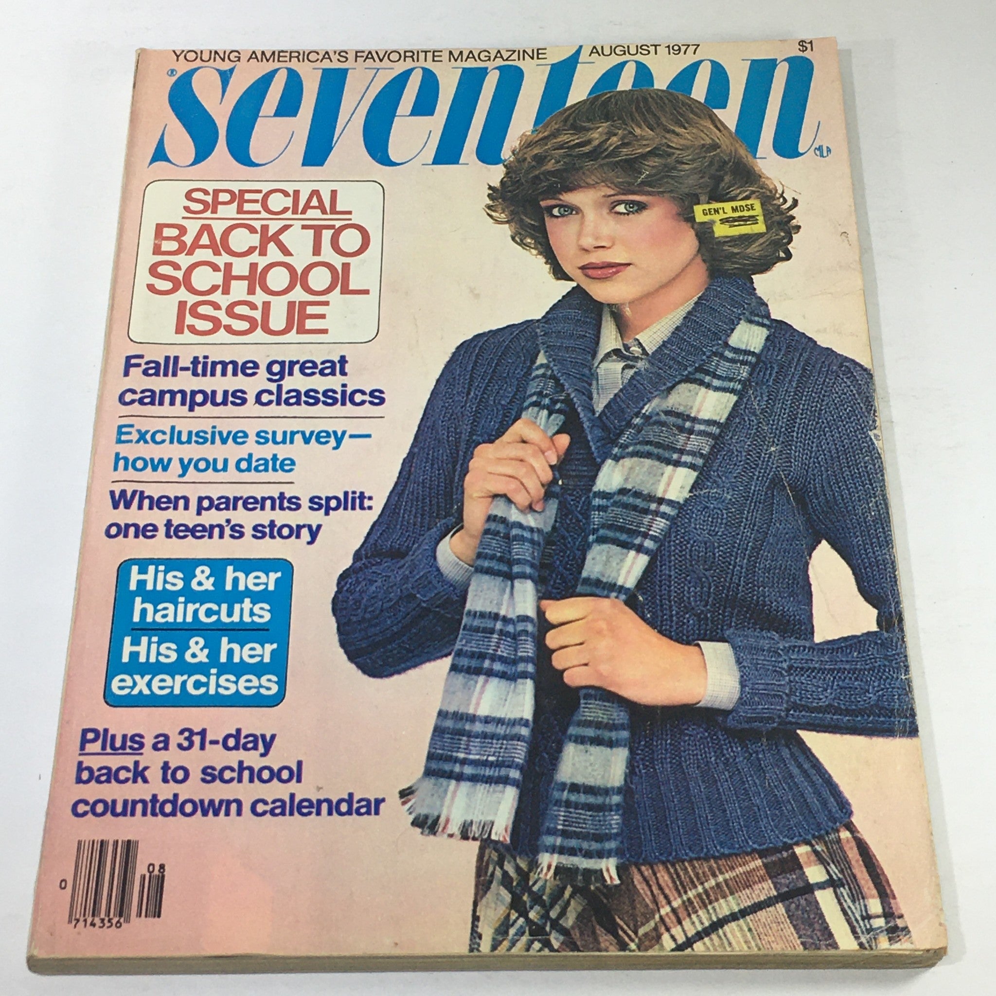 VTG Seventeen Magazine: August 1977 - Jayne Modean Cover No Label/Newsstand