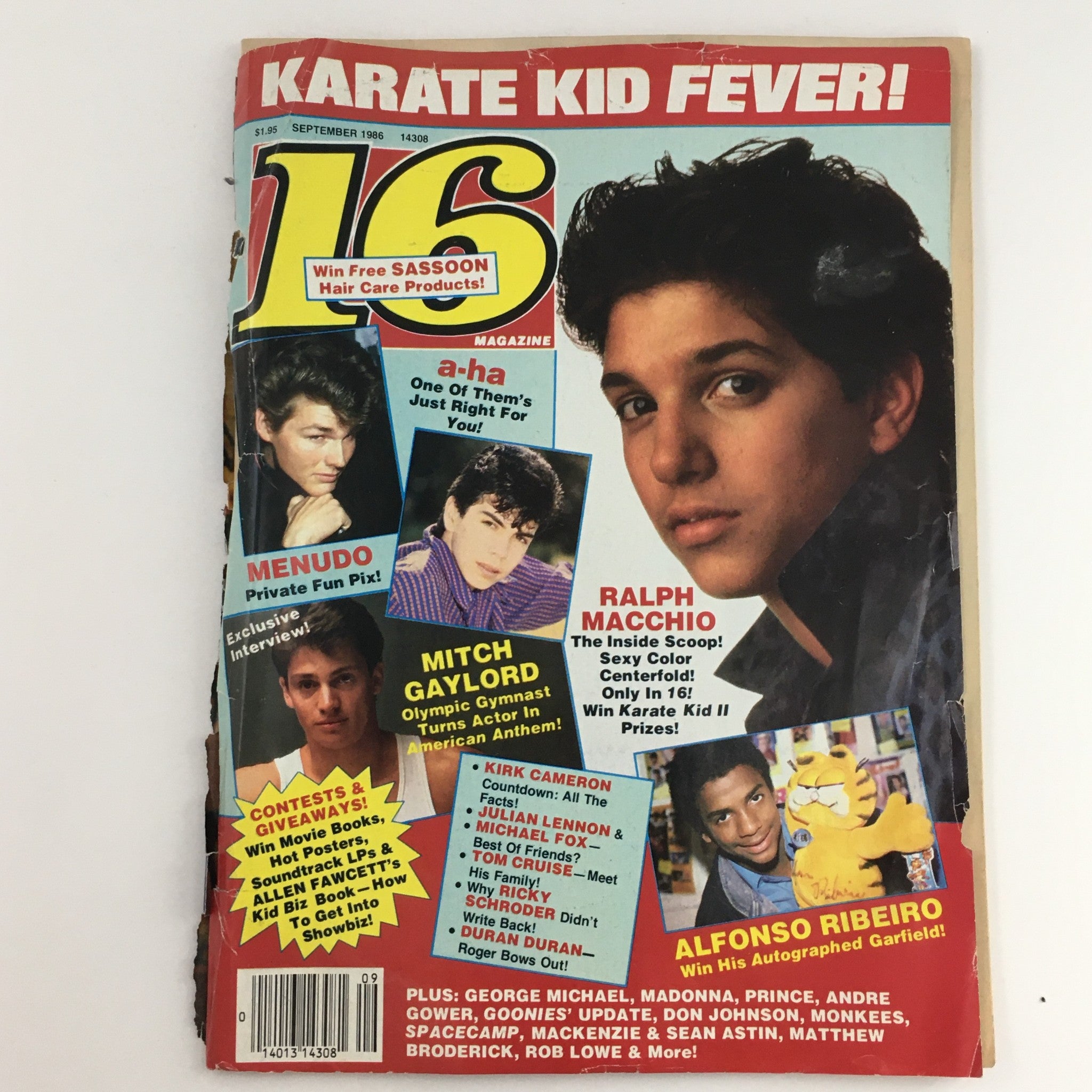 16 Magazine September 1986 Menudo & A-Ha Band, Ralph Macchio Feature, No Label