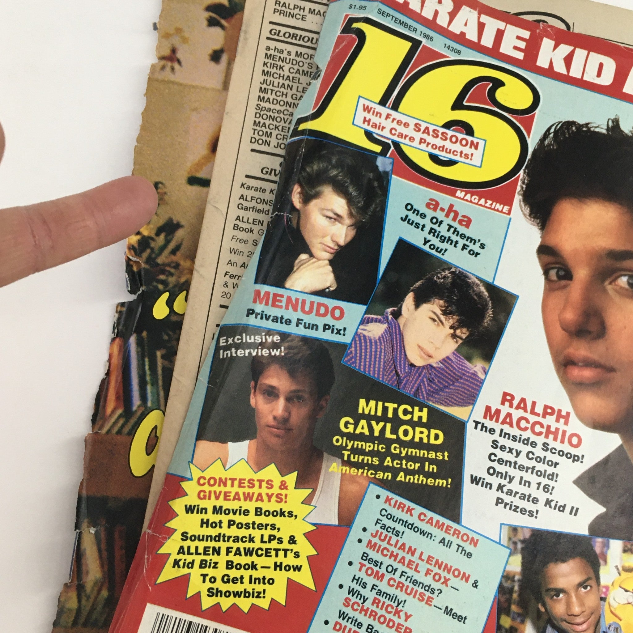 16 Magazine September 1986 Menudo & A-Ha Band, Ralph Macchio Feature, No Label