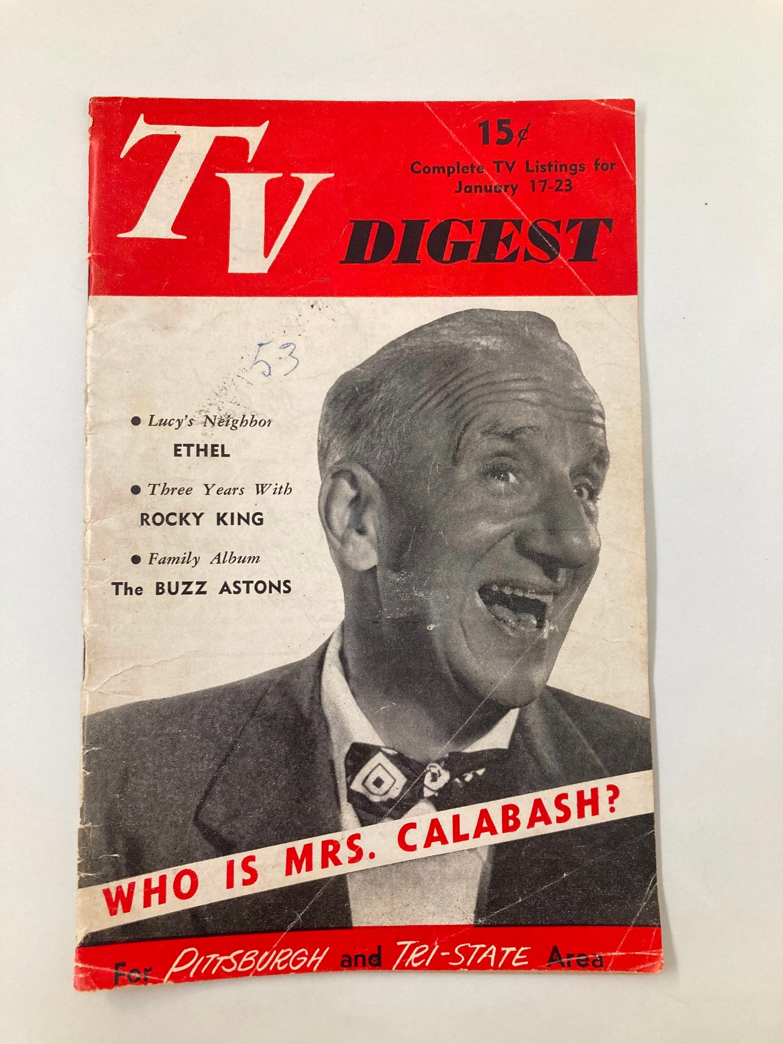 TV Digest Magazine January 17 1953 Rocky King Pittsburgh/Tri State Edition