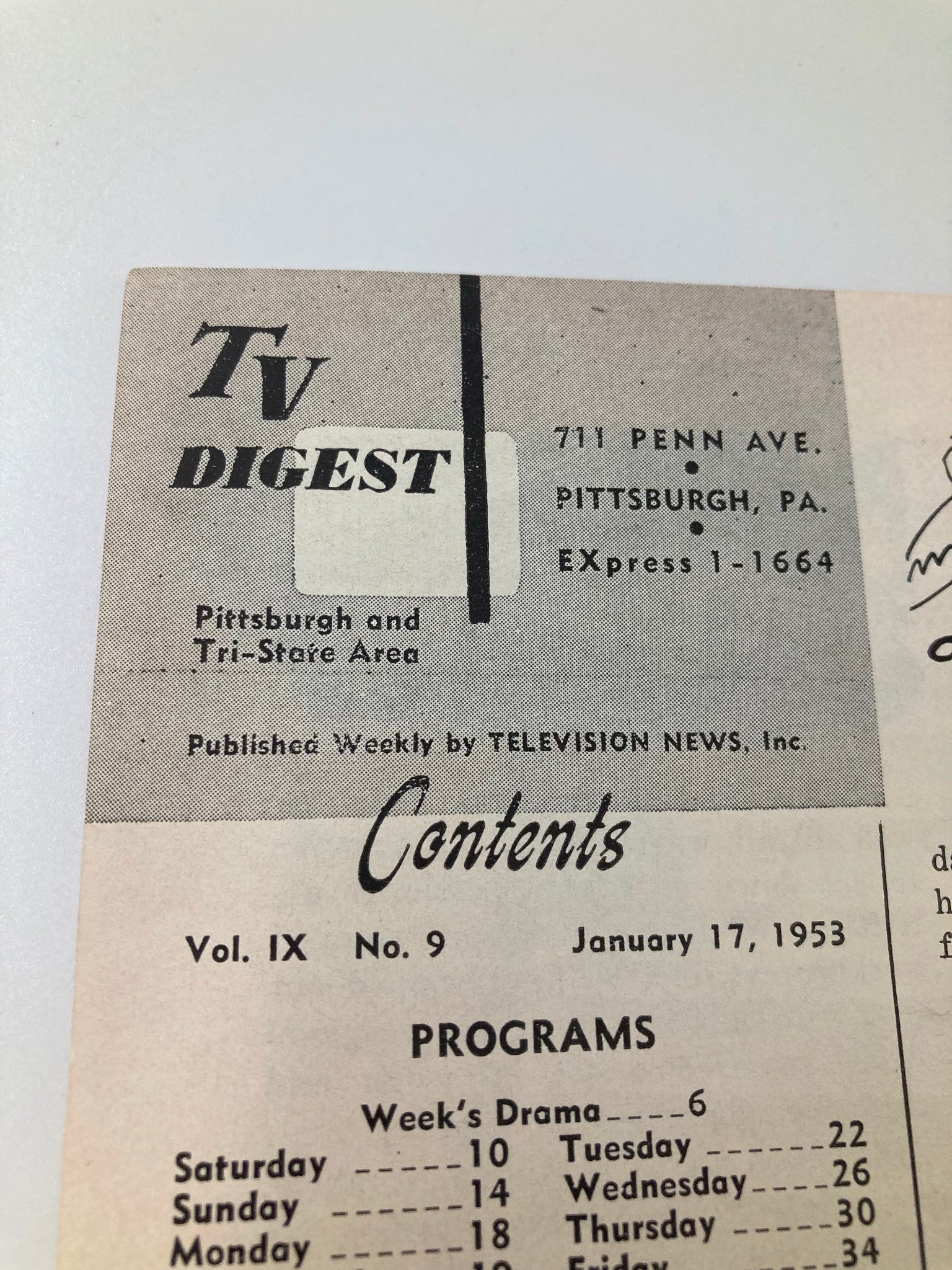 TV Digest Magazine January 17 1953 Rocky King Pittsburgh/Tri State Edition