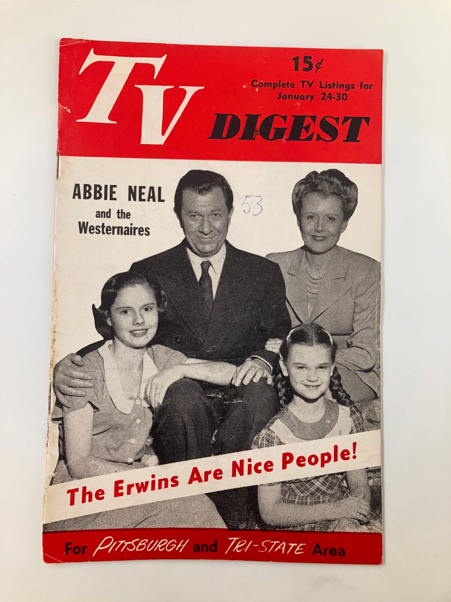 TV Digest Magazine January 24 1953 Abbie Neal Pittsburgh/Tri State Edition