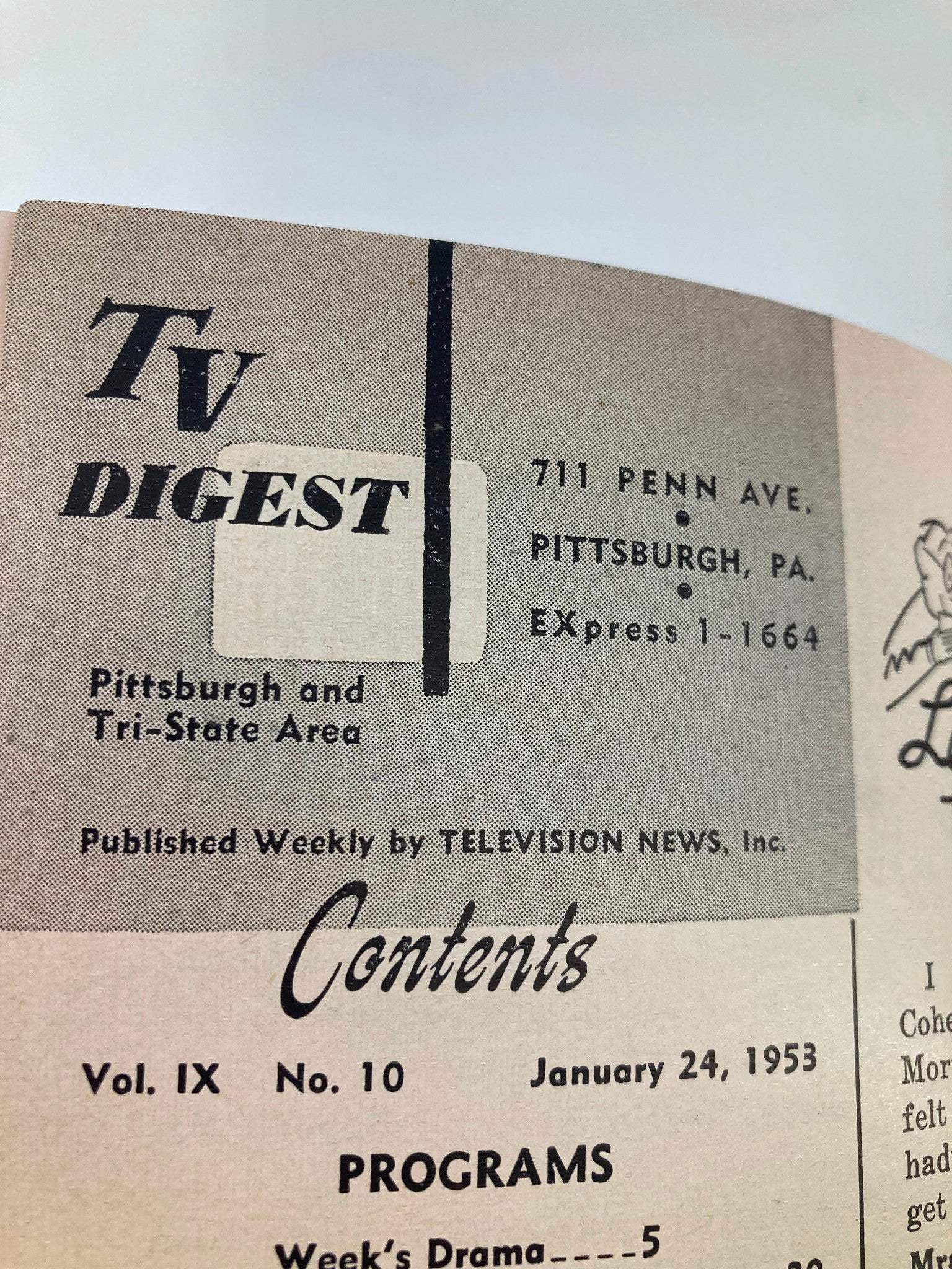 TV Digest Magazine January 24 1953 Abbie Neal Pittsburgh/Tri State Edition