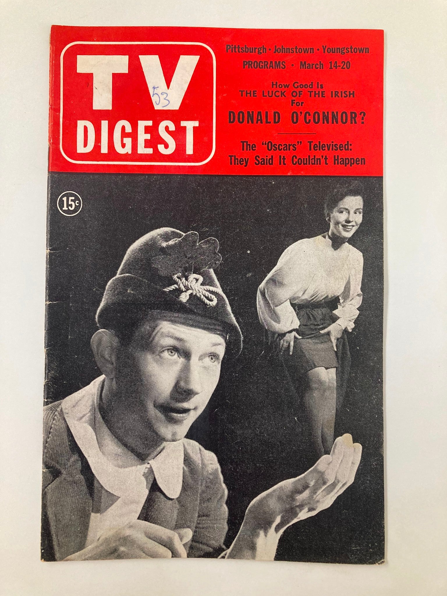 TV Digest Magazine March 14 1953 Donald O'Connor Pittsburgh/Tri State Edition