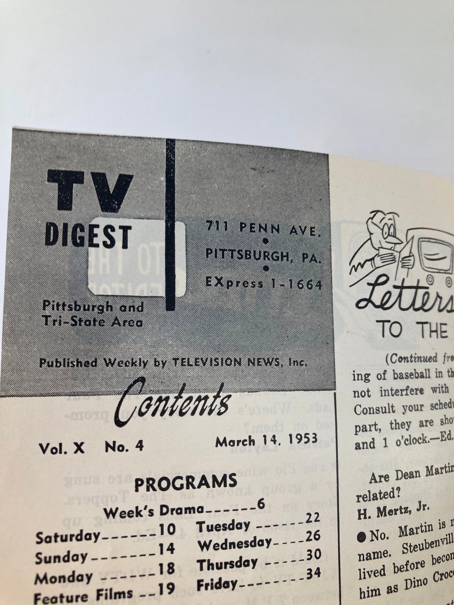 TV Digest Magazine March 14 1953 Donald O'Connor Pittsburgh/Tri State Edition