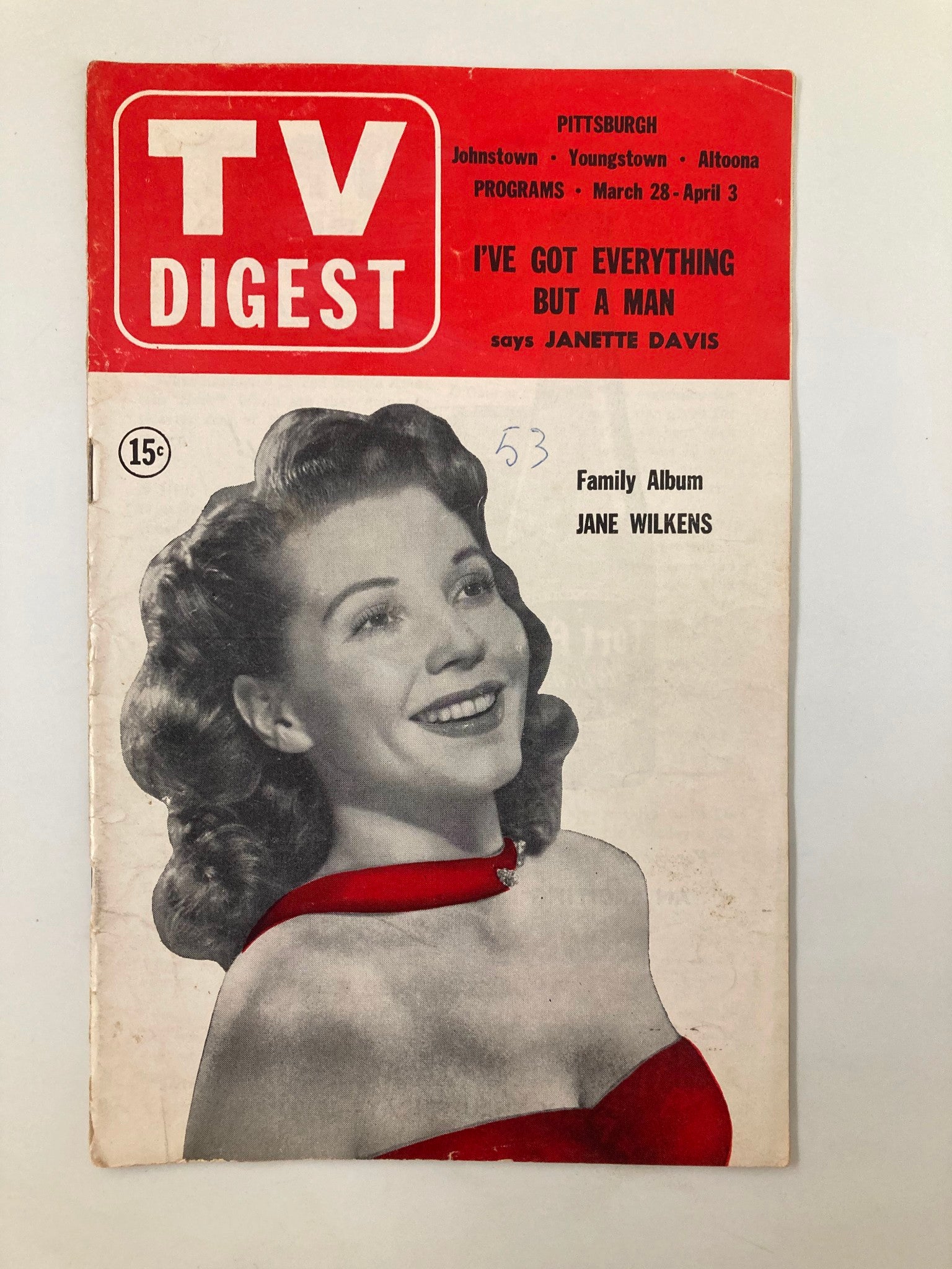 TV Digest Magazine March 28 1953 Jane Wilkens Pittsburgh/Tri State Edition