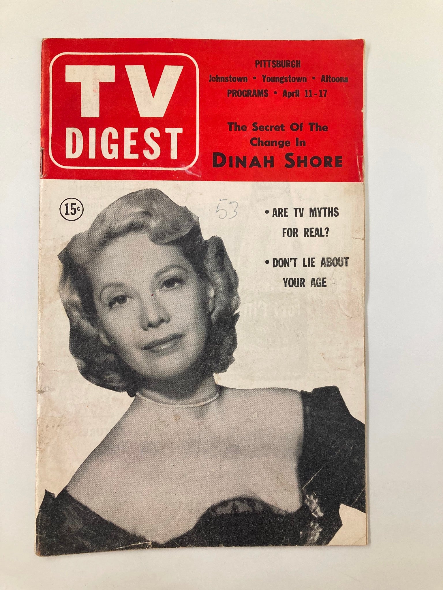 TV Digest Magazine April 11 1953 Dinah Shore Pittsburgh/Tri State Edition