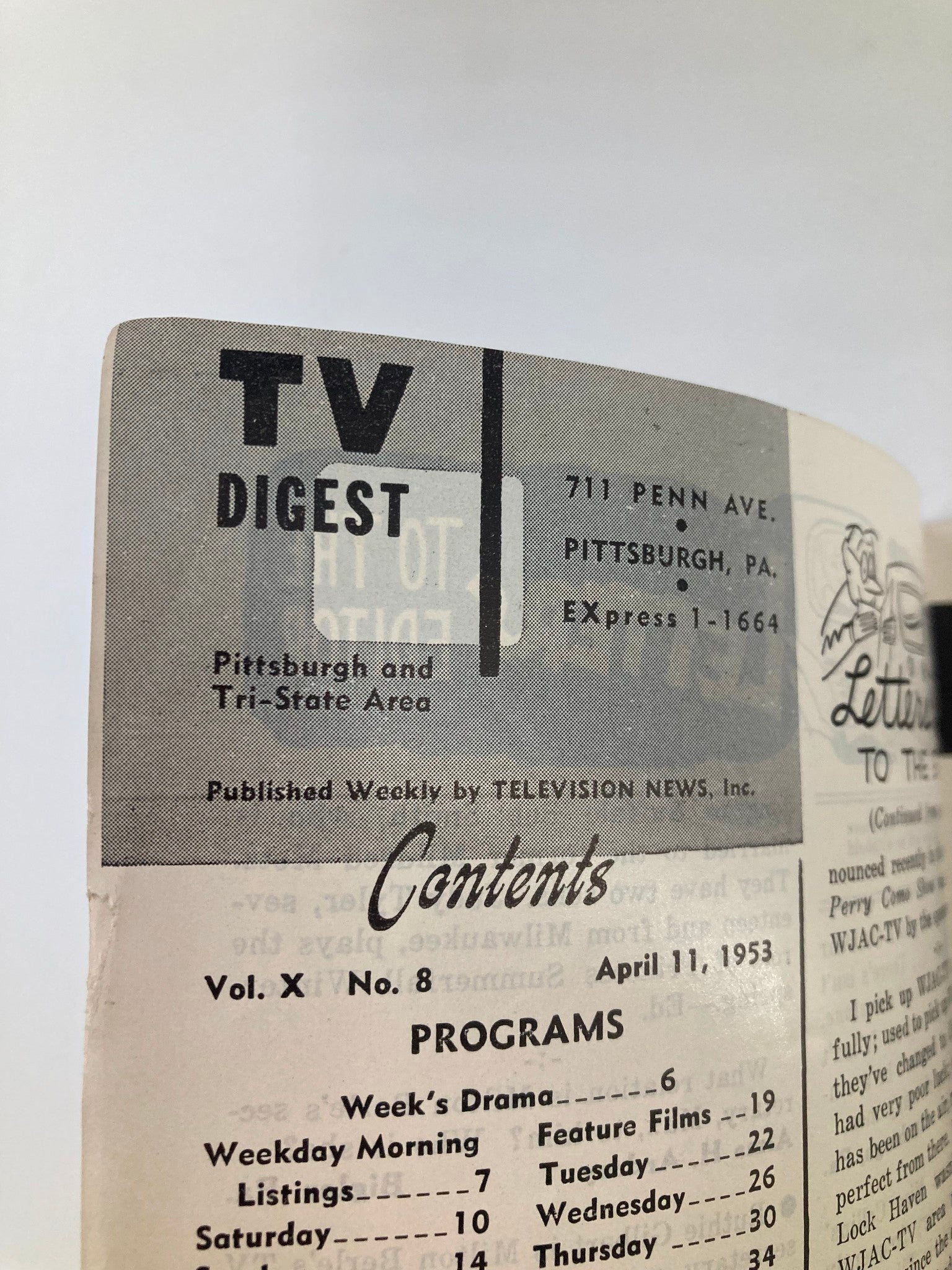 TV Digest Magazine April 11 1953 Dinah Shore Pittsburgh/Tri State Edition