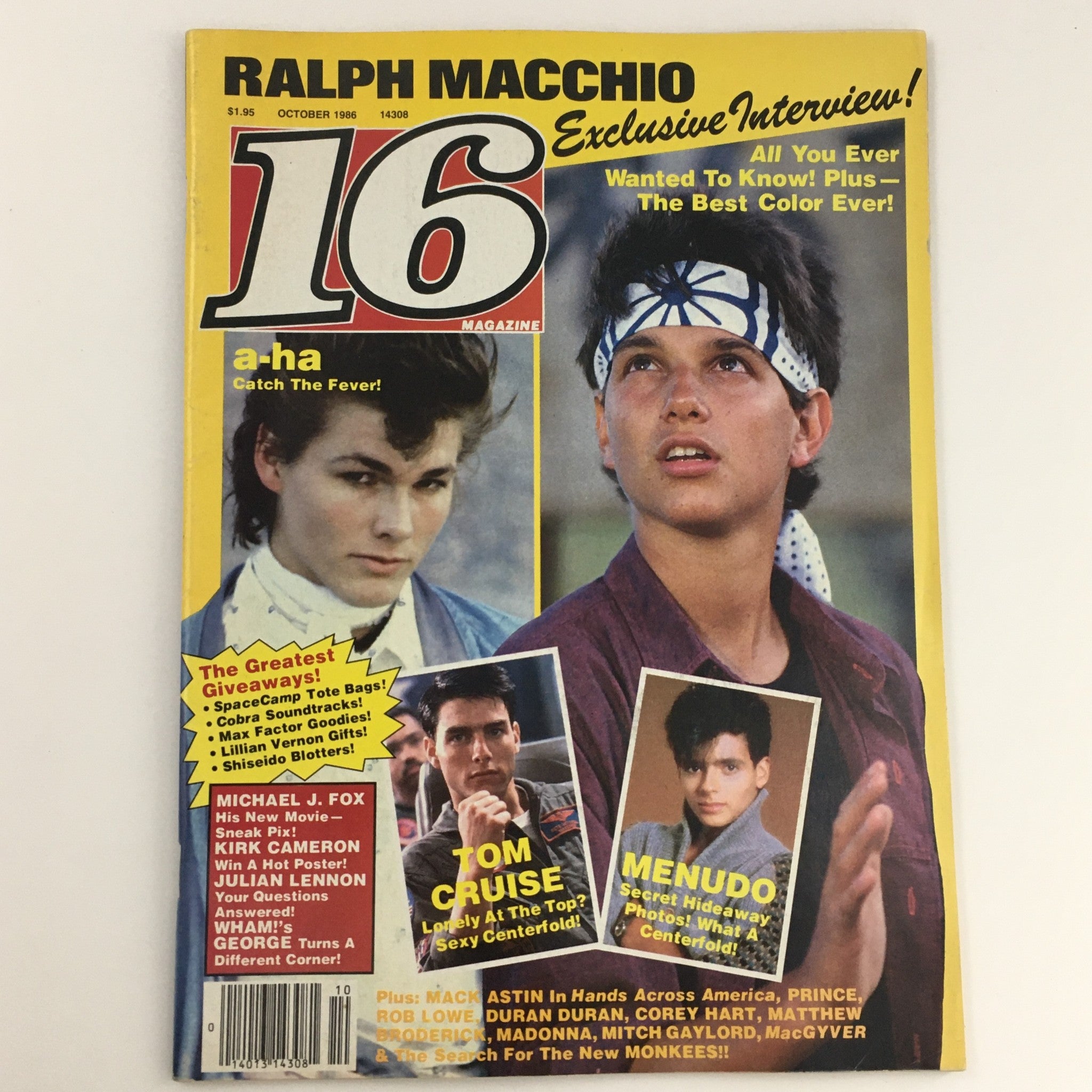 16 Magazine October 1986 A-Ha! Pop Band & Tom Cruise & Menudo, No Label