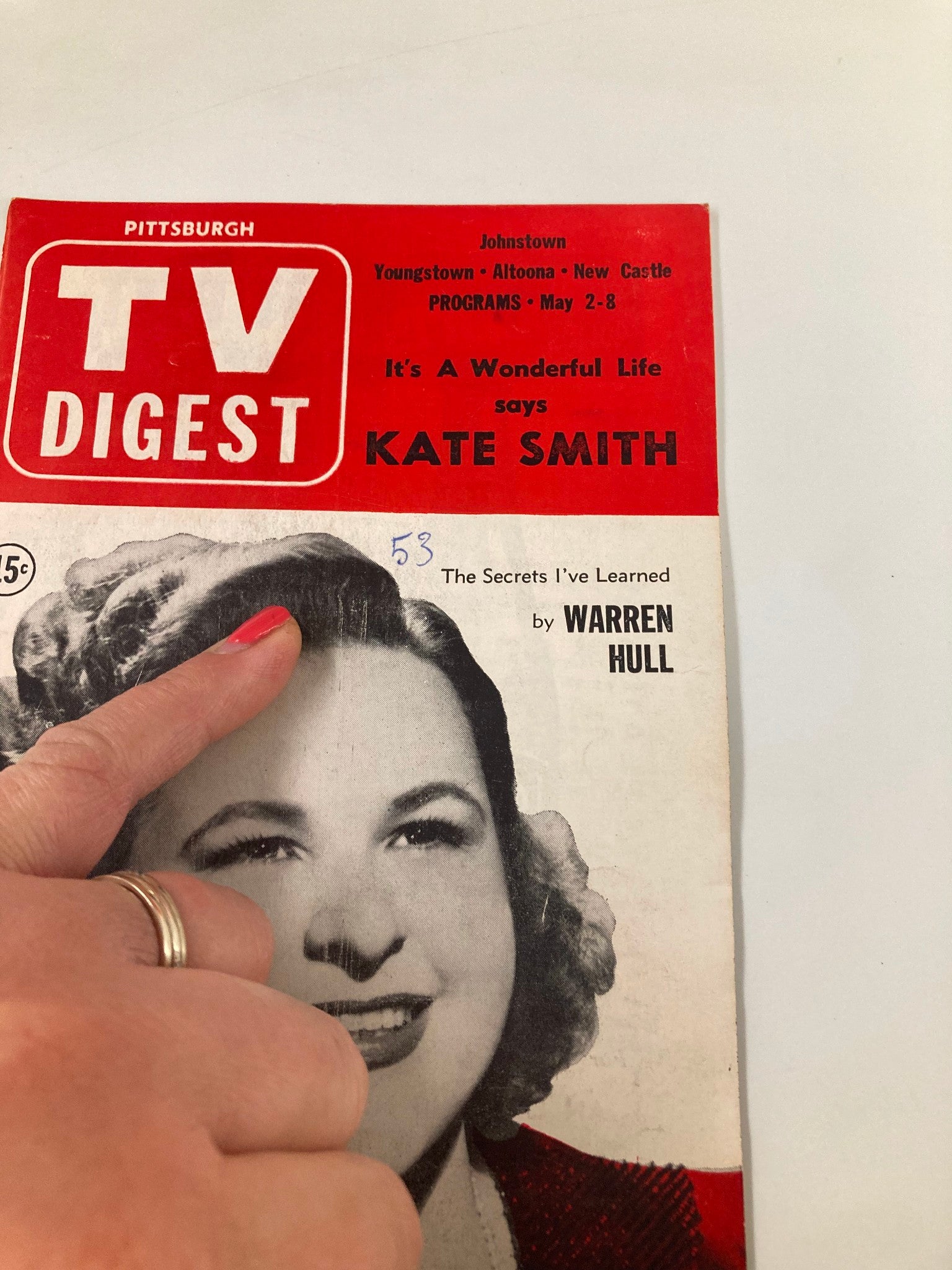 Cover of TV Digest Magazine May 2, 1953 featuring Kate Smith, a vintage publication showcasing early television history.