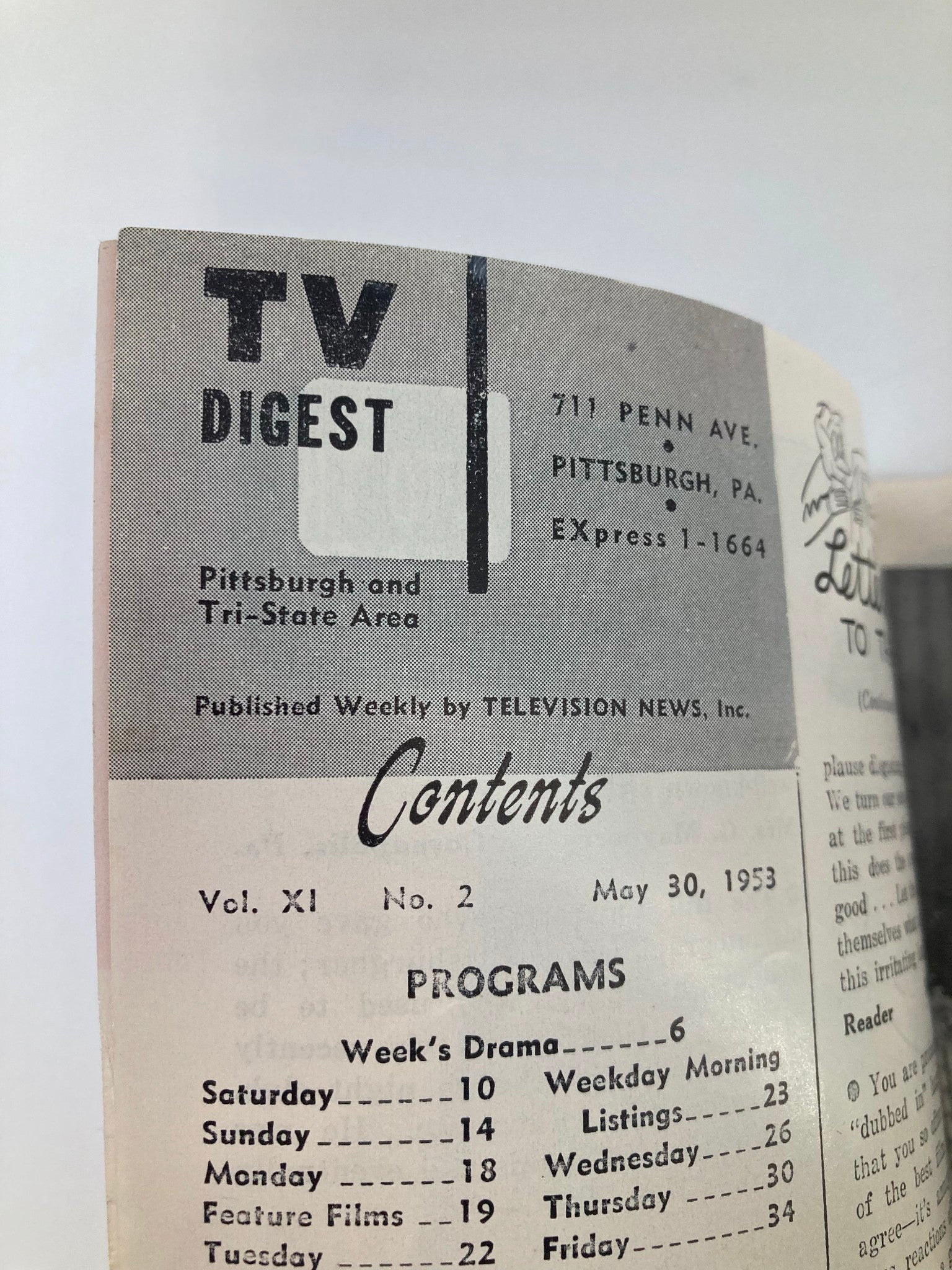 TV Digest Magazine May 30 1953 Robert Cummings Pittsburgh/Tri State Edition