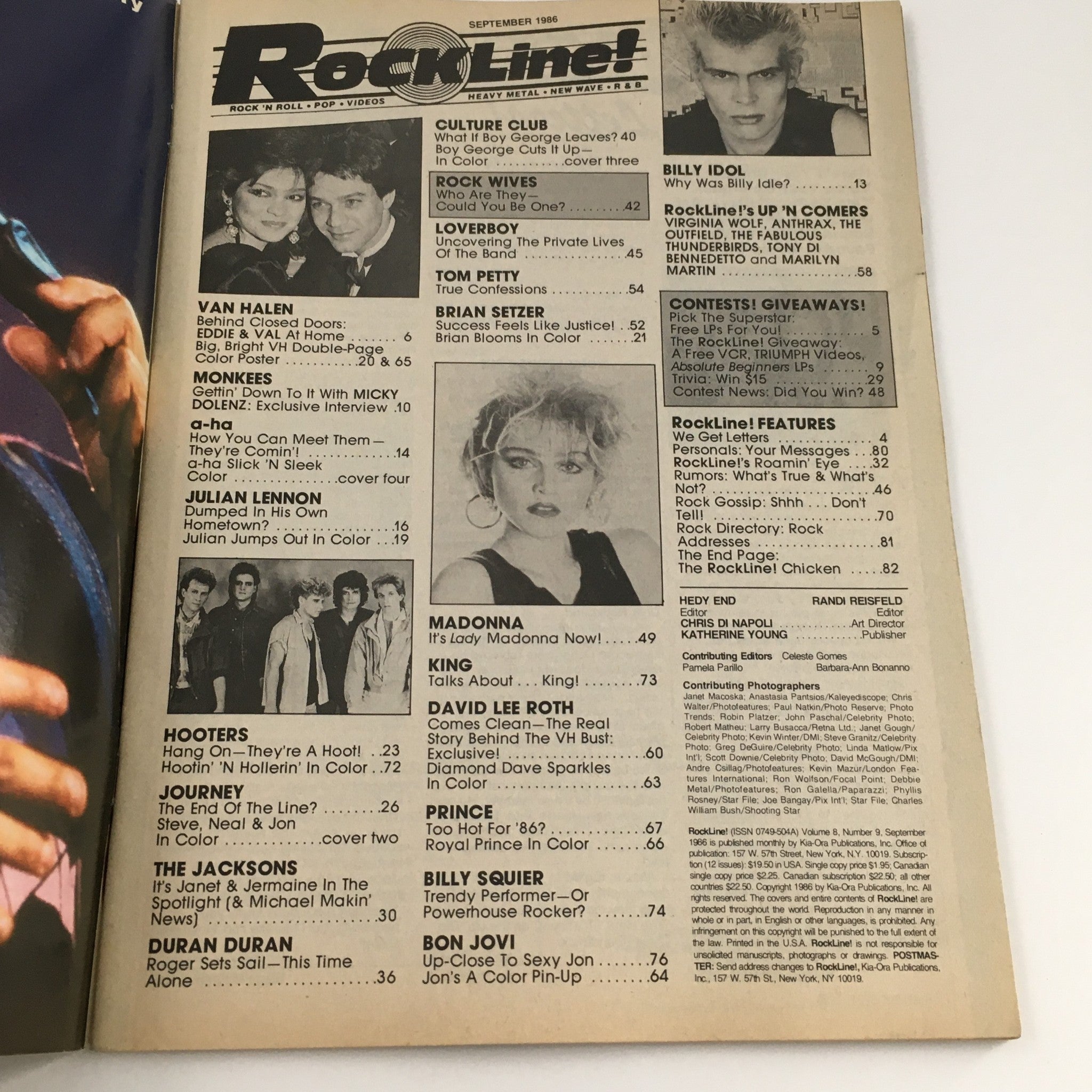 16 Magazine Rockline! September 1986 David Lee Roth & Duran-Duran, No Label