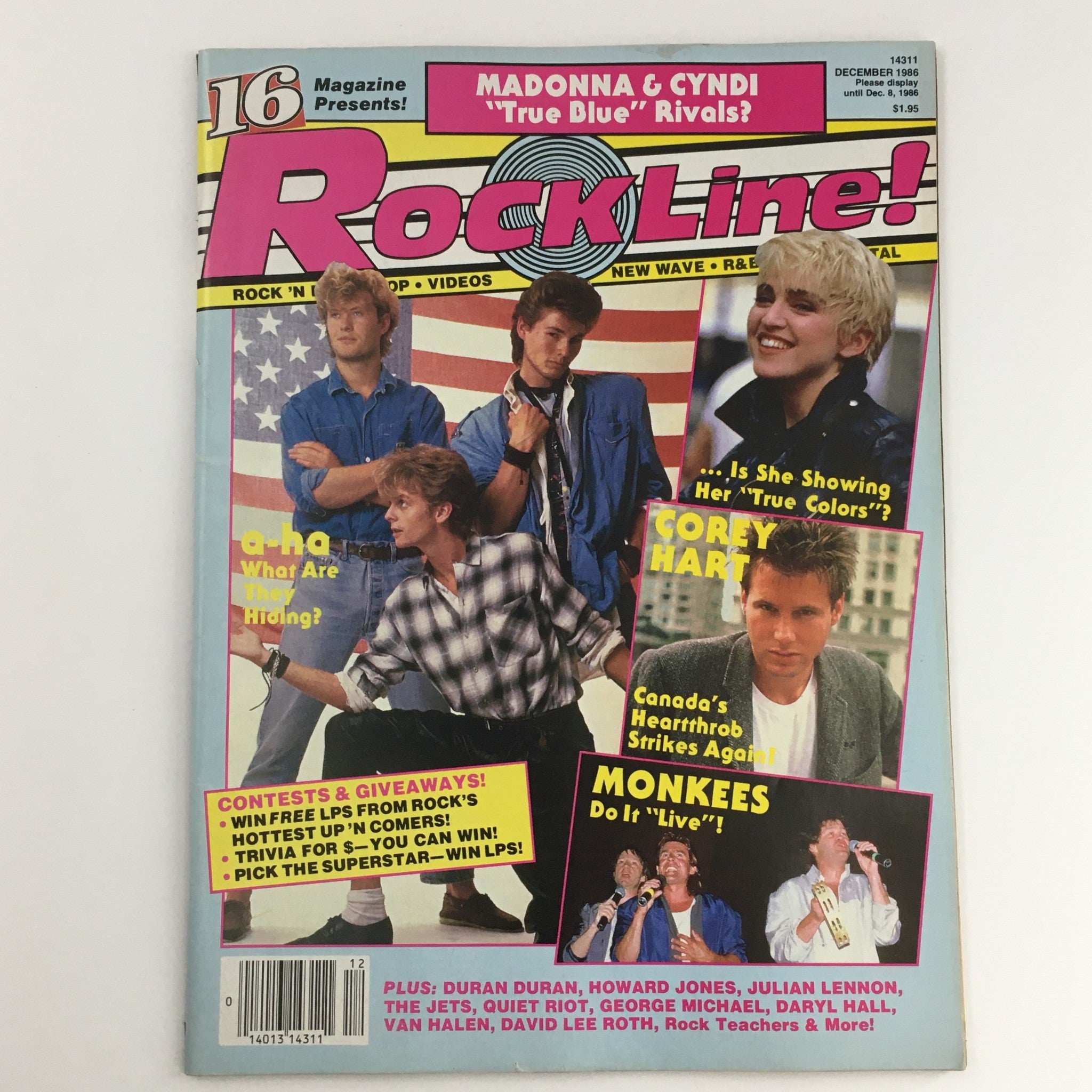 16 Magazine Rockline! December 1986 A-Ha! & Madonna & Corey Heart, No Label VG