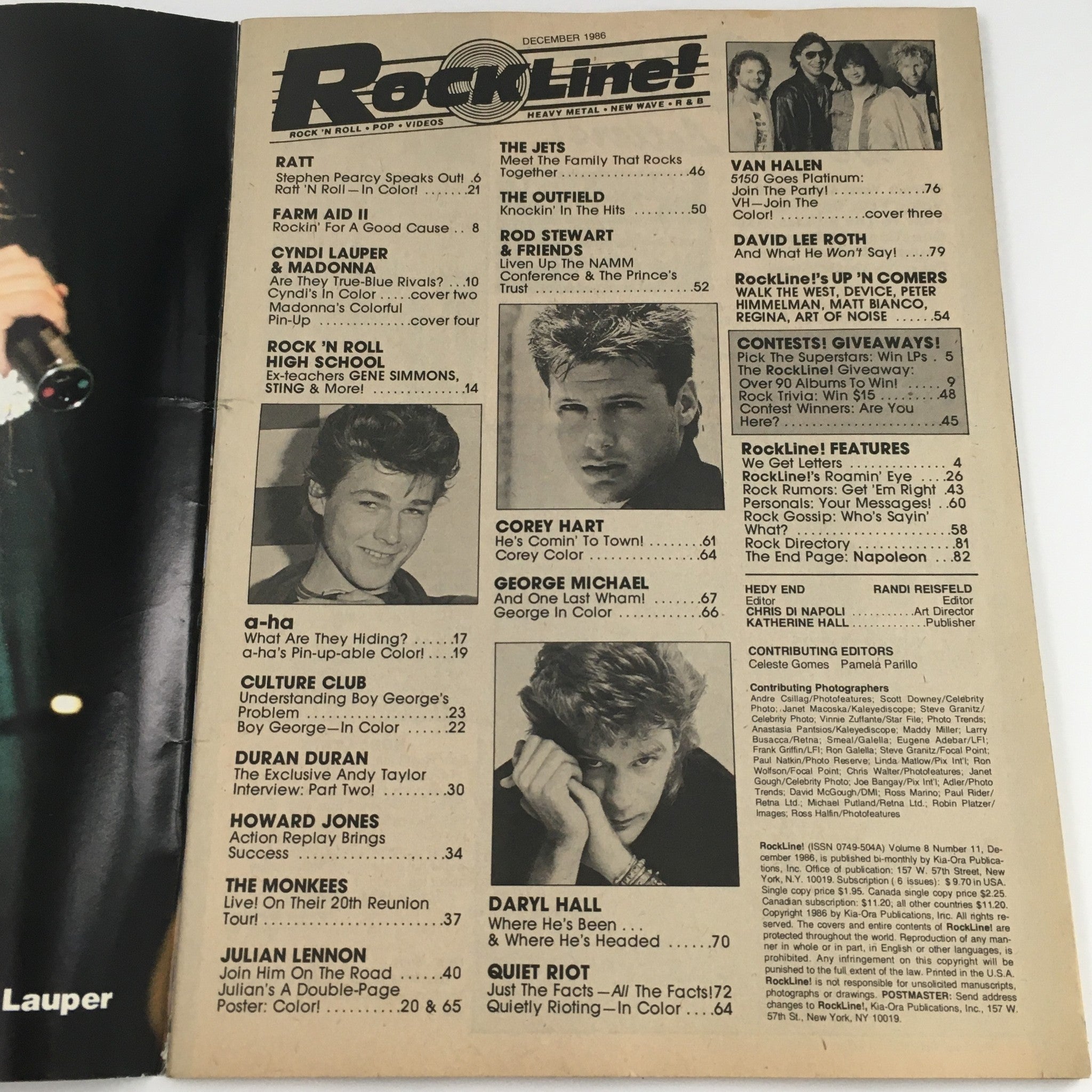 16 Magazine Rockline! December 1986 A-Ha! & Madonna & Corey Heart, No Label VG