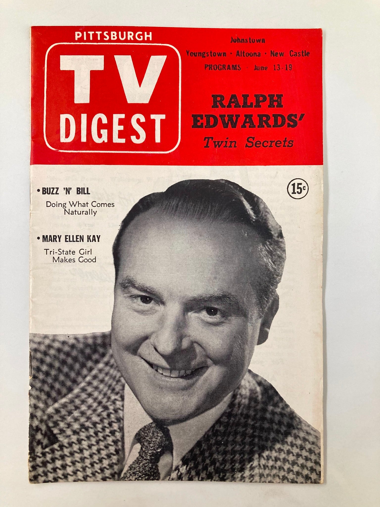 Cover of TV Digest Magazine June 13, 1953 featuring Ralph Edwards, showcasing the Pittsburgh/Tri-State edition with highlights on TV shows and entertainment history.
