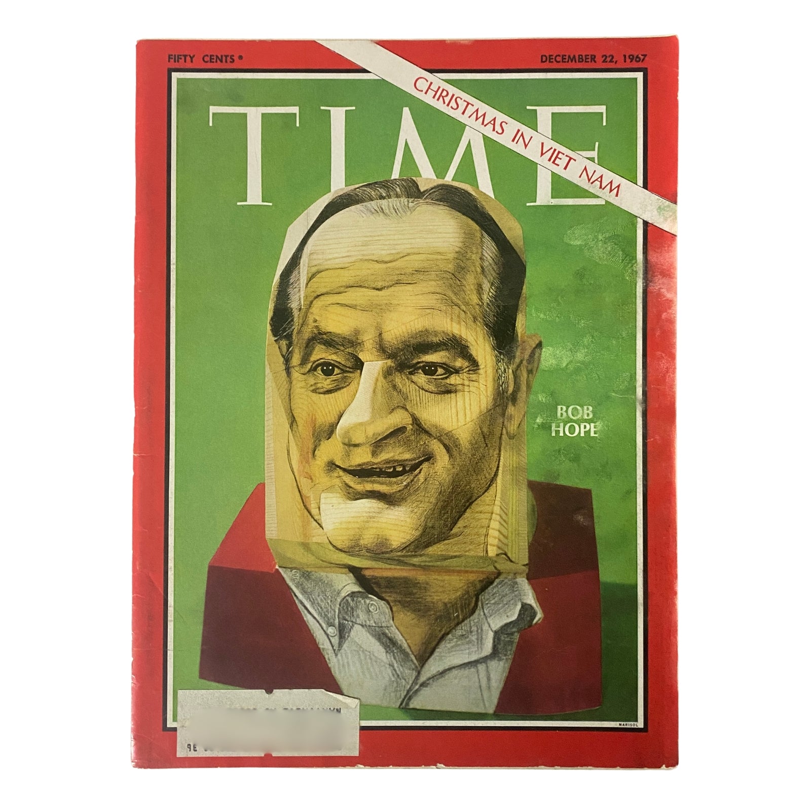Cover of Time Magazine December 22, 1967 featuring Bob Hope, highlighting his USO Christmas tour in Vietnam, amidst the Vietnam War.