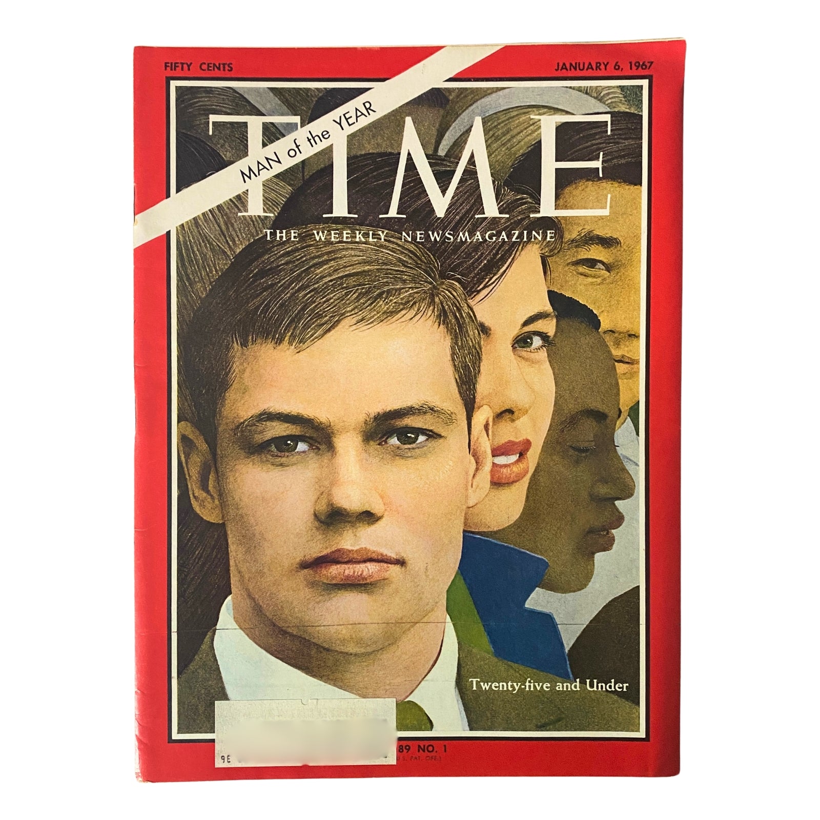 Time Magazine January 6, 1967, Vol 89 No. 1 featuring the cover story 'Twenty-Five and Under' with a striking illustration of young leaders and innovators of the 1960s.