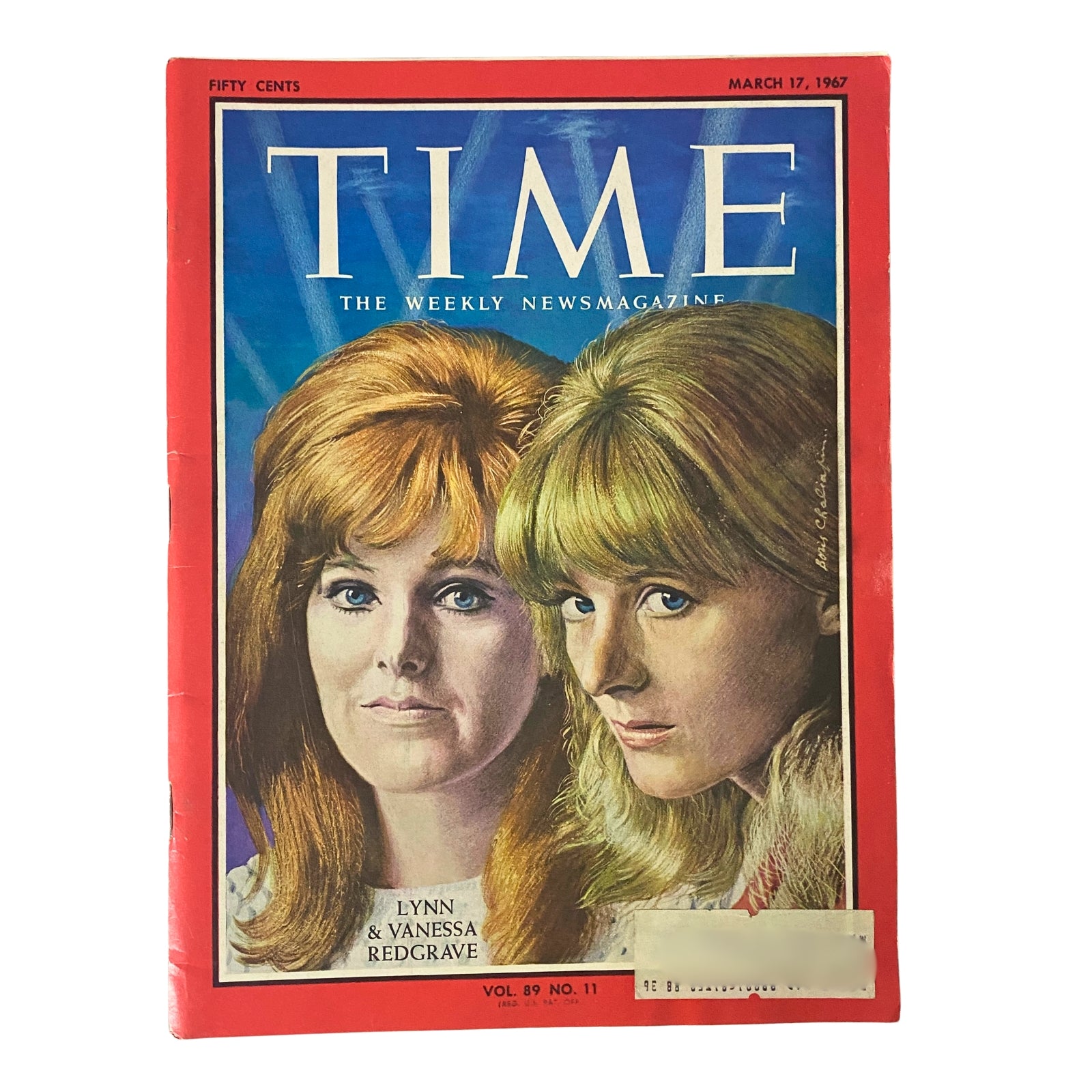 Time Magazine March 17, 1967, Vol 89 No. 11 featuring Lynn and Vanessa Redgrave on the cover, showcasing their prominence in theater and film.