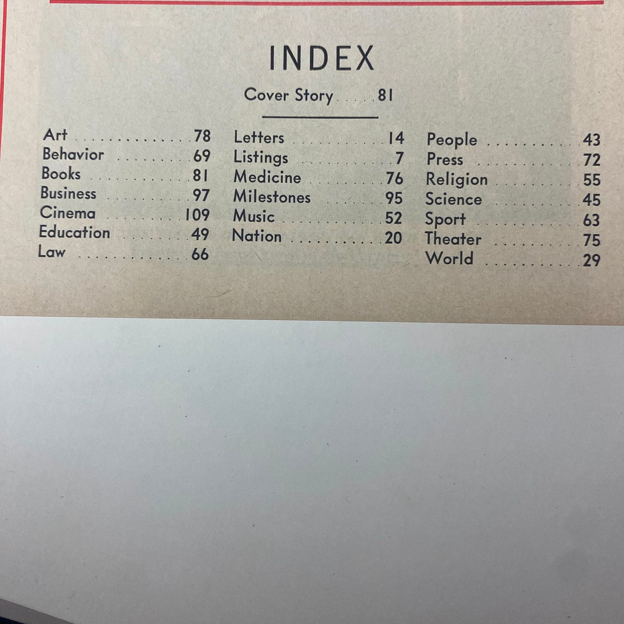 Index page from Time Magazine, May 23, 1969, showcasing various sections including Books, Art, and Cinema. Includes the cover story on Vladimir Nabokov.