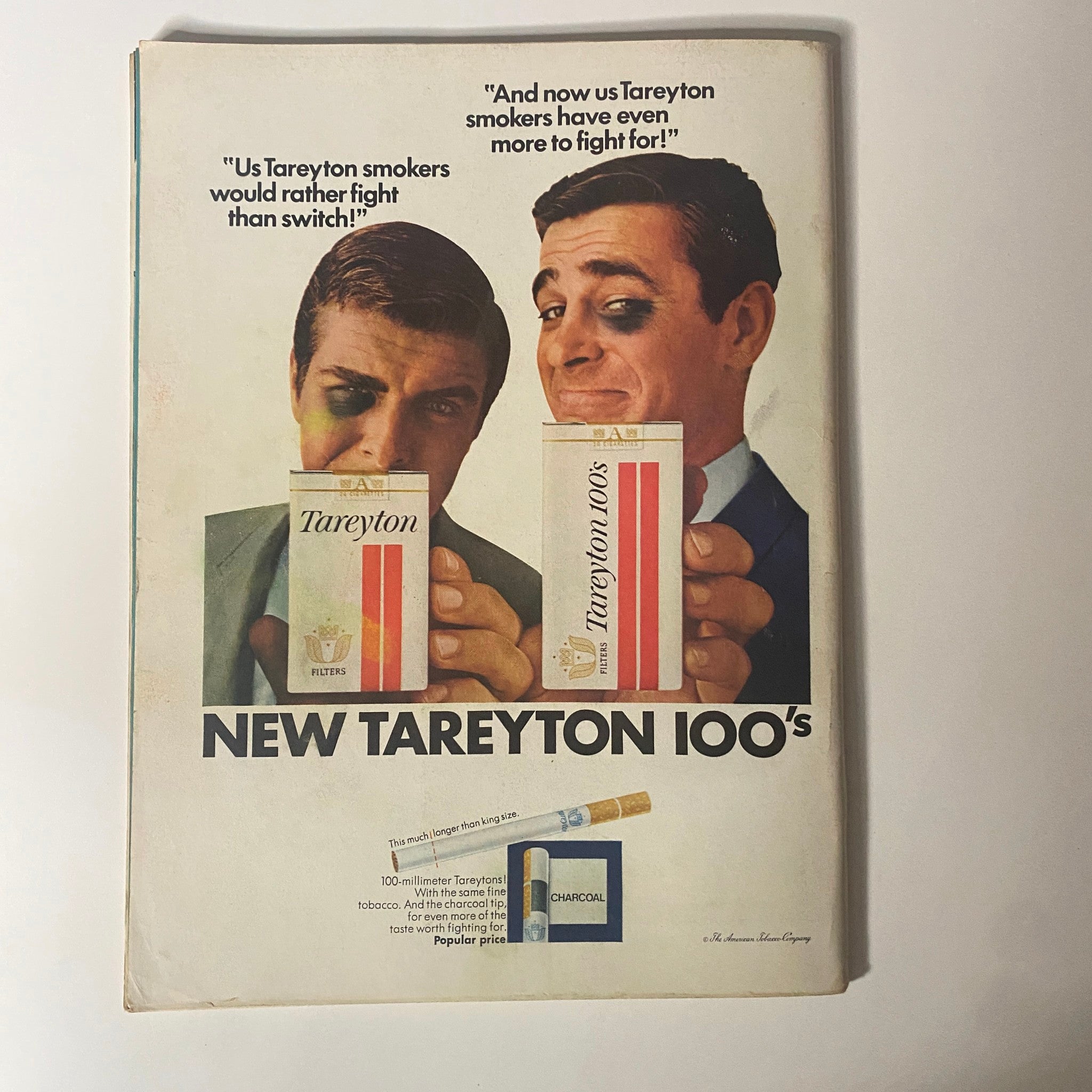 Back cover of the July 14, 1967 issue of Time Magazine, showcasing an advertisement for Tareyton cigarettes alongside popular imagery of the era.