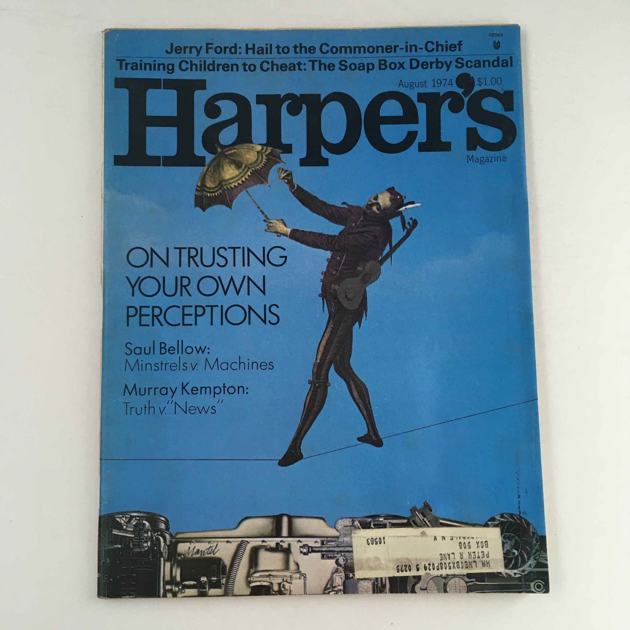 Harper's Magazine August 1974 Jerry Ford & Saul Bellow & Murray Kempton News