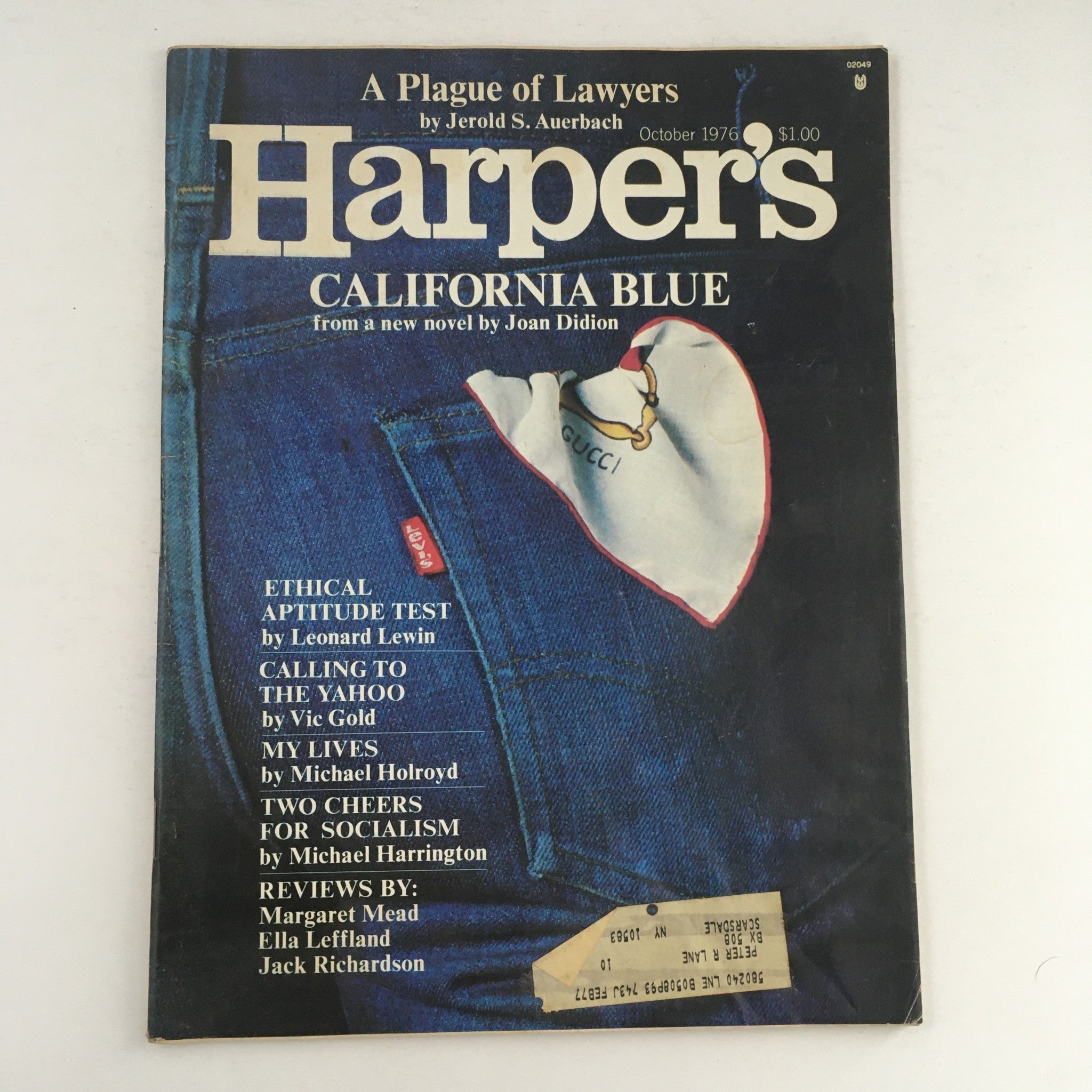 Harper's Magazine October 1976 California Blue & A Plague of Lawyers by Jerold A