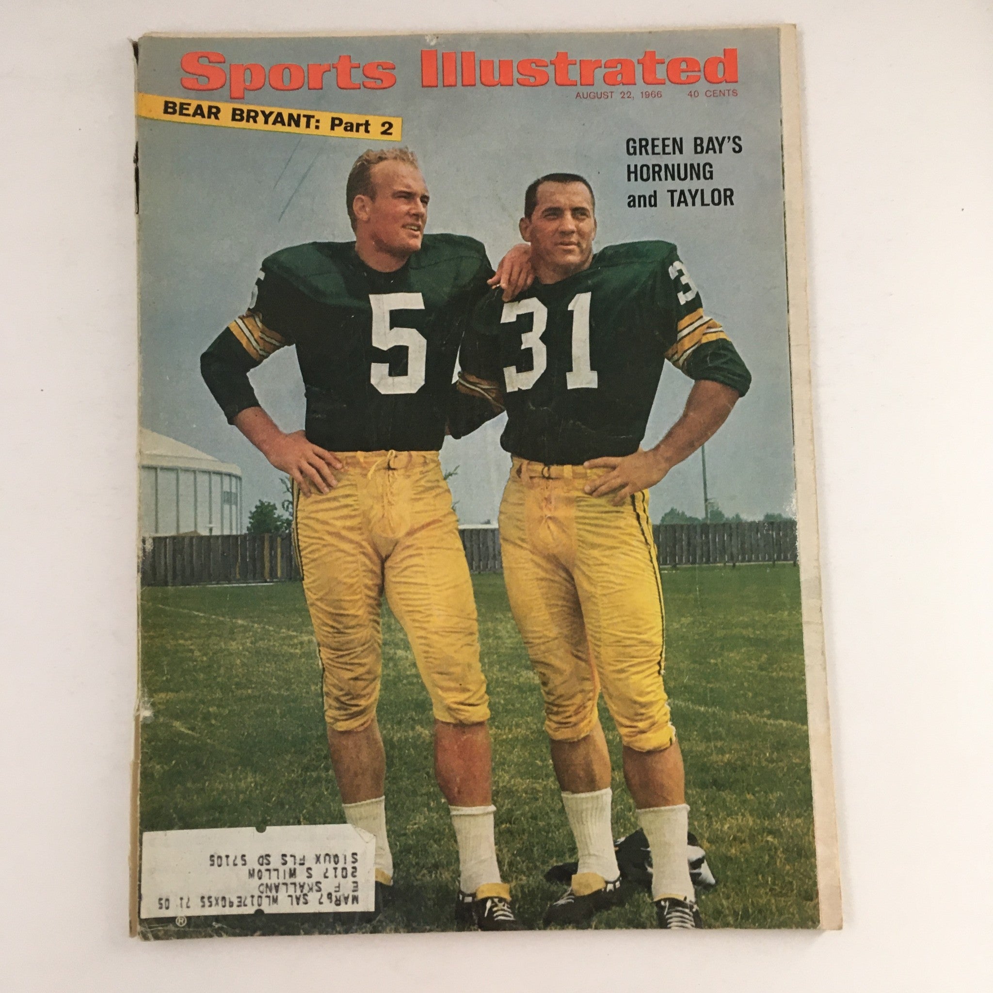 Sports Illustrated Magazine August 22 1966 Green Bay's Paul Hornung & Jim Taylor