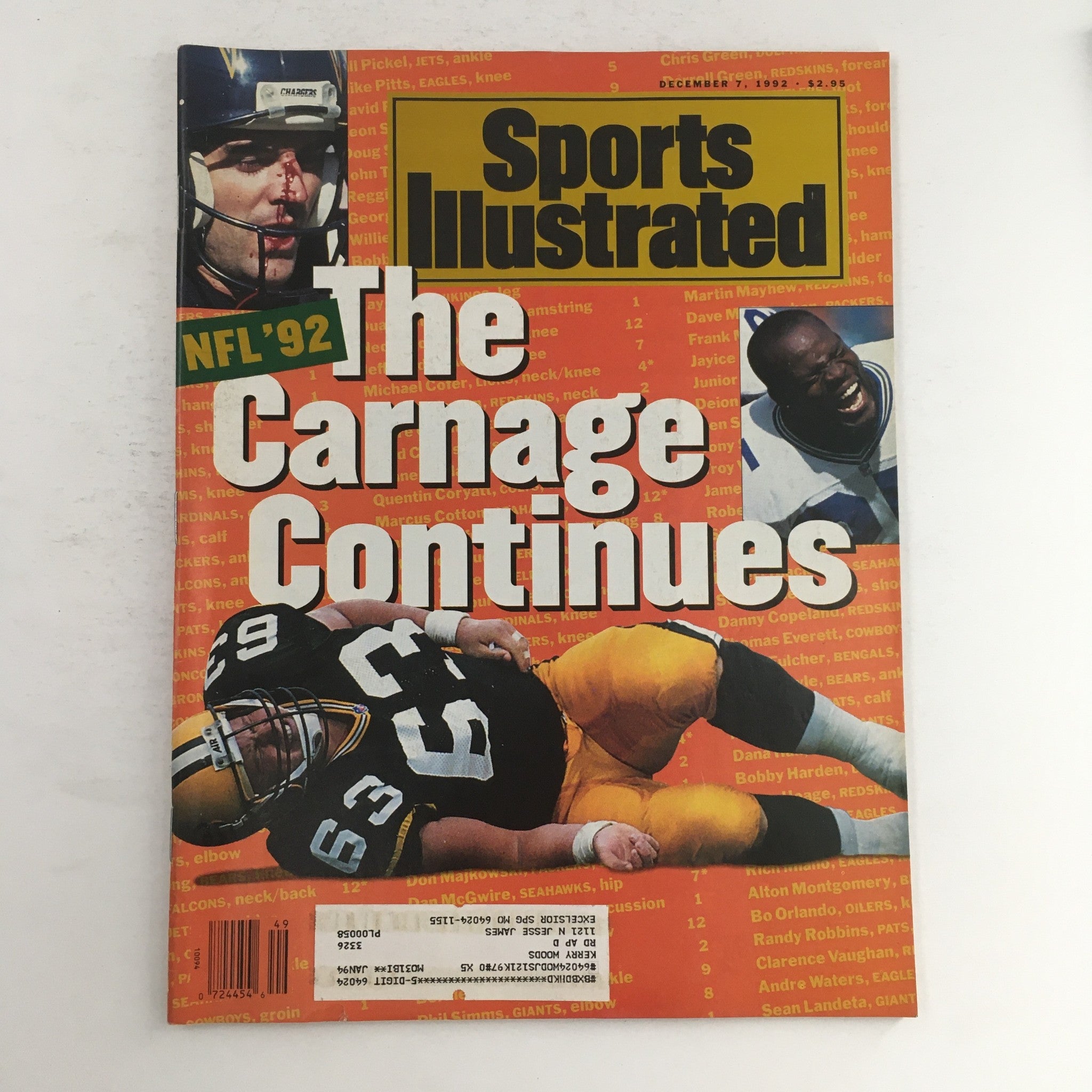 Sports Illustrated Magazine December 7 1992 The Carnage Continues for NFL 1992