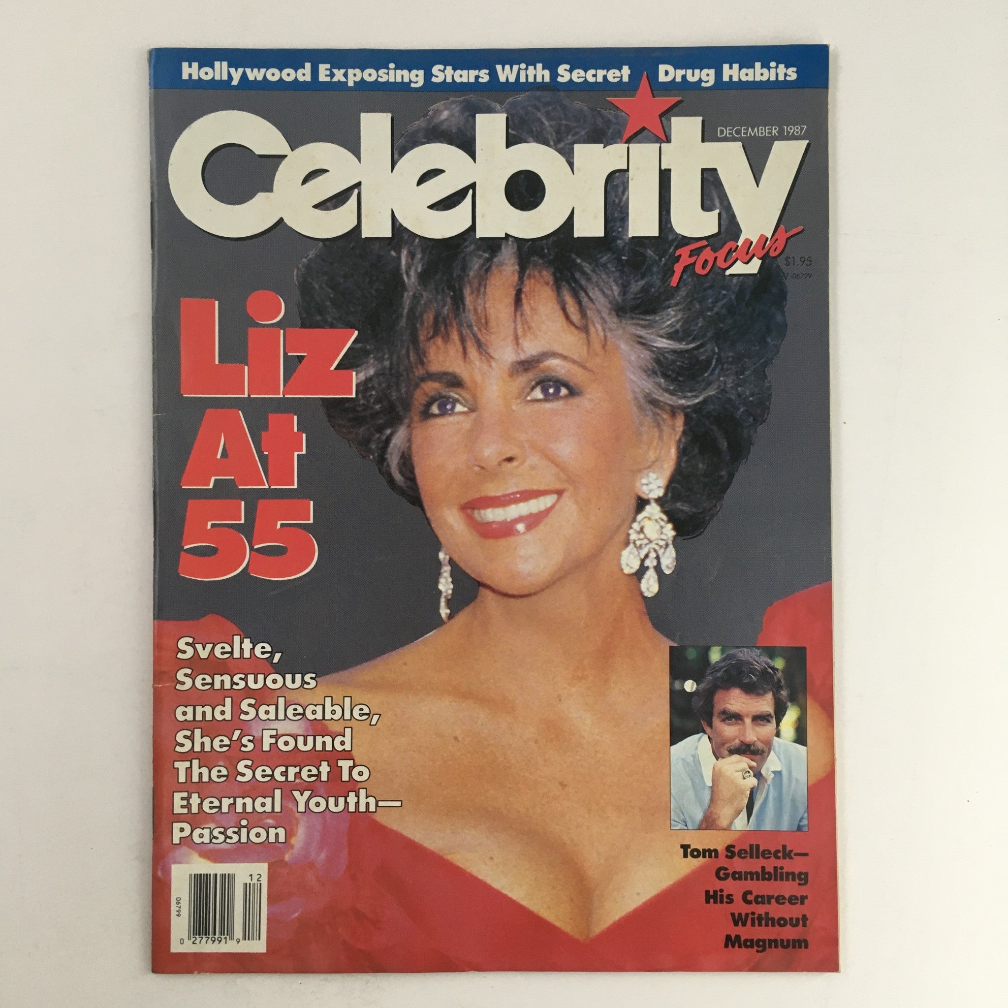 Celebrity Focus Magazine December 1987 Elizabeth Taylor & Tom Selleck, No Label