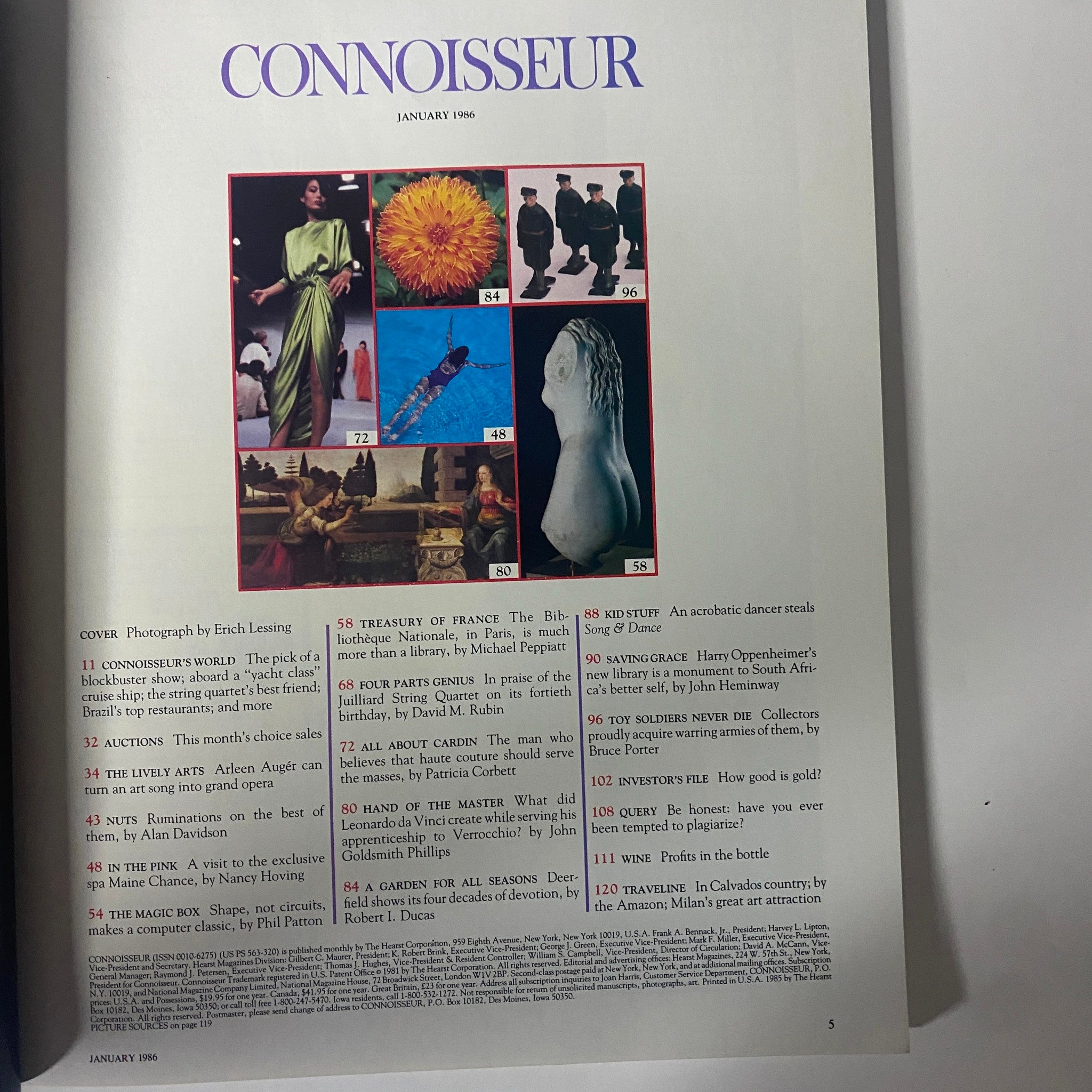 Connoisseur Magazine January 1986 Secret Treasures of Paris No Label VG