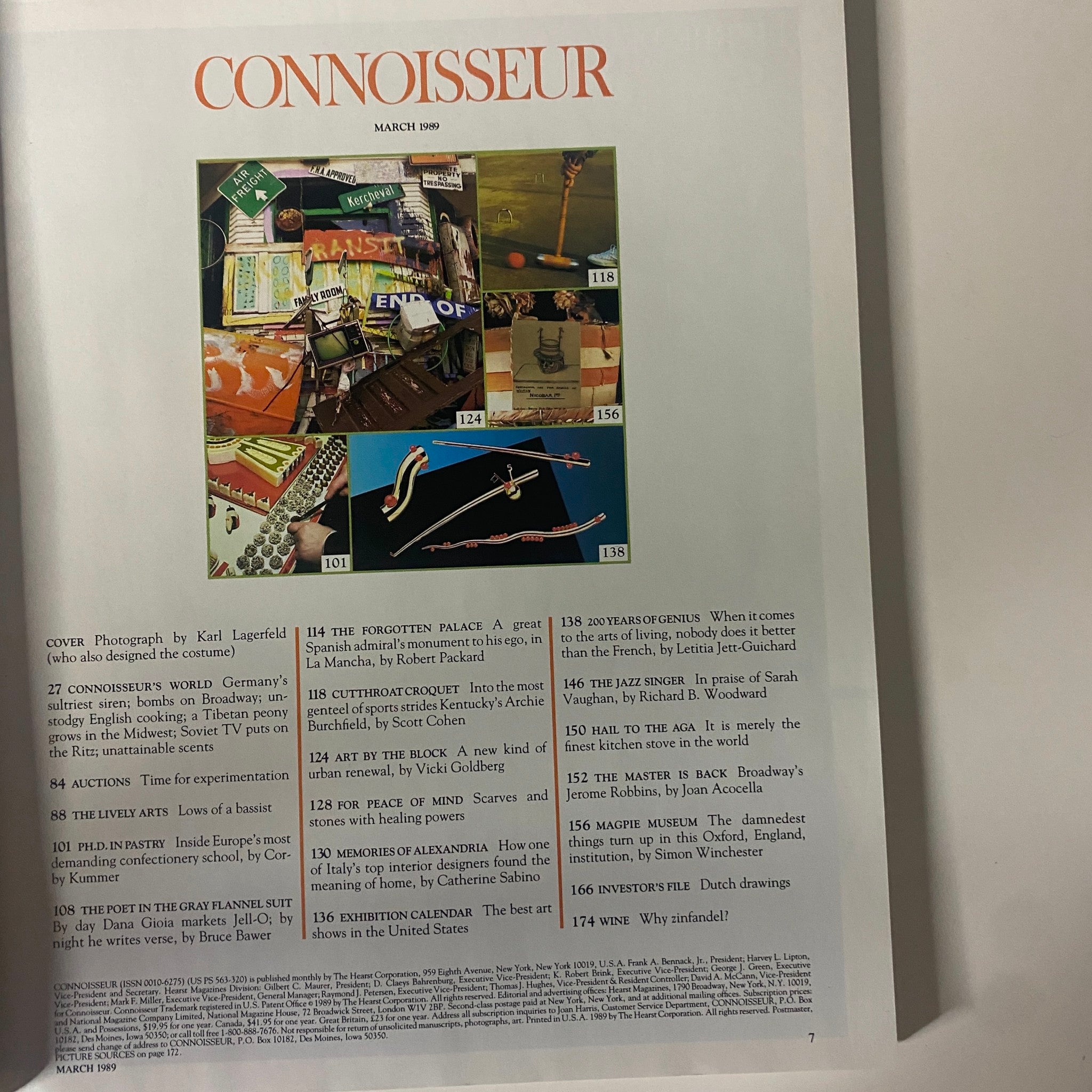 Connoisseur Magazine March 1989 Karl Lagerfeld Homage French Design No Label VG