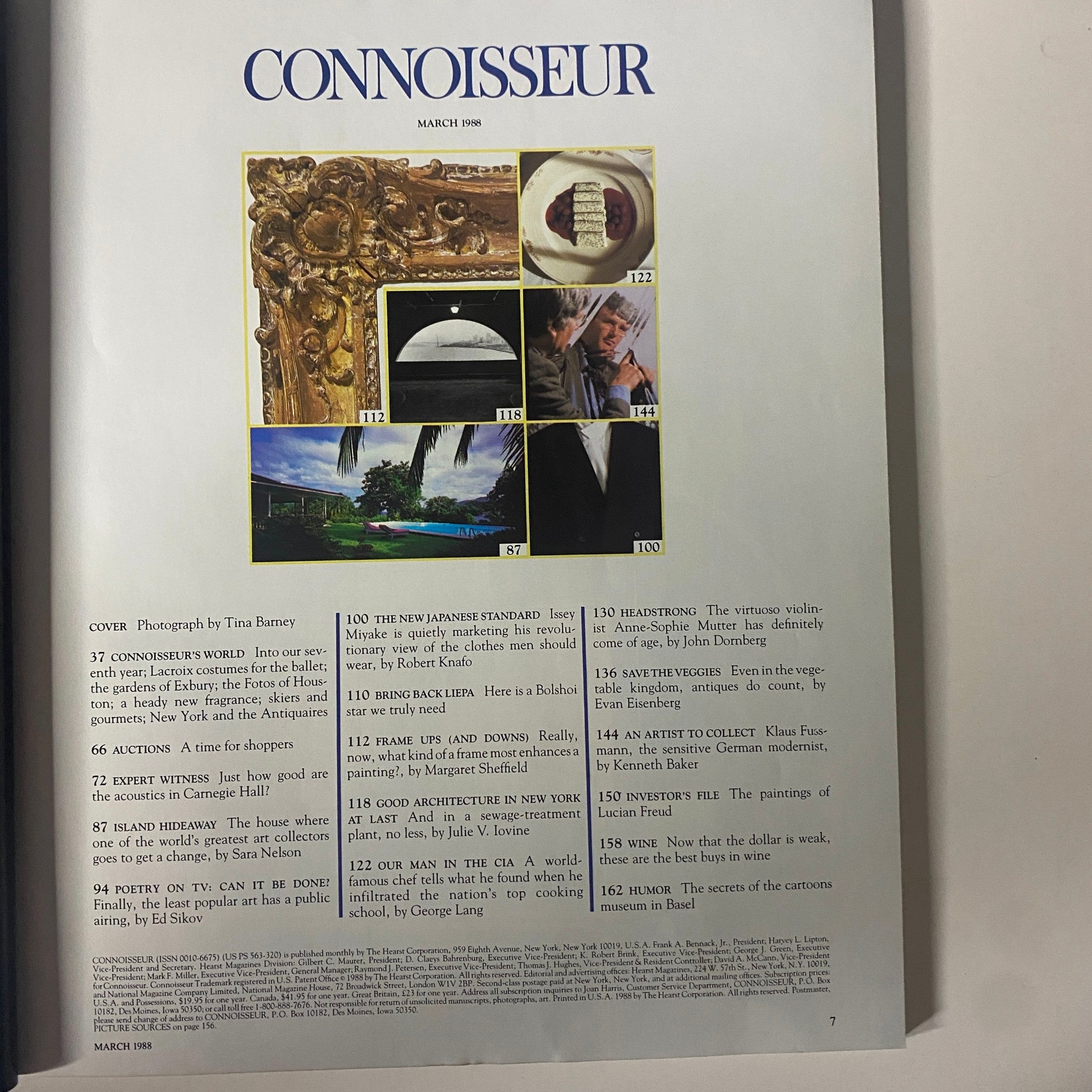 Connoisseur Magazine March 1988 The New Savile Row by Issey Miyake No Label VG