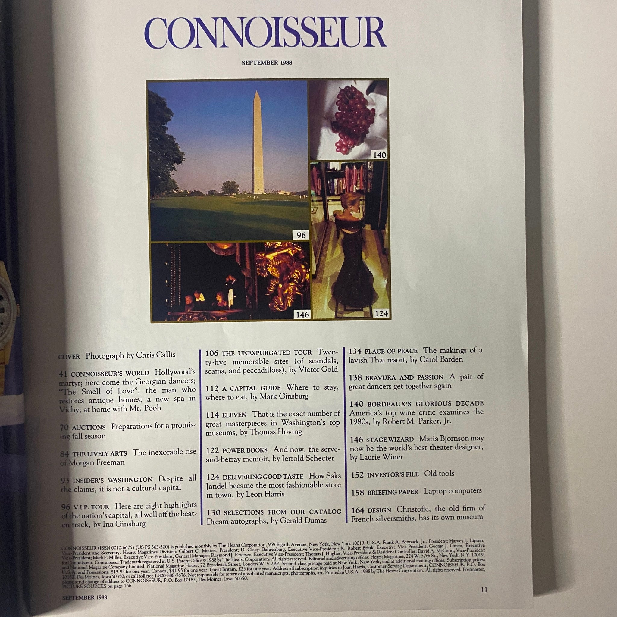 Connoisseur Magazine September 1988 The Guide to the Civilized World No Label VG