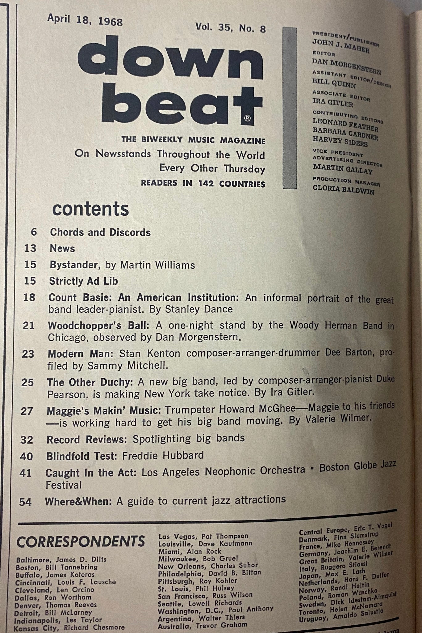 Down Beat Magazine April 18, 1968 Indestructible Count Basie