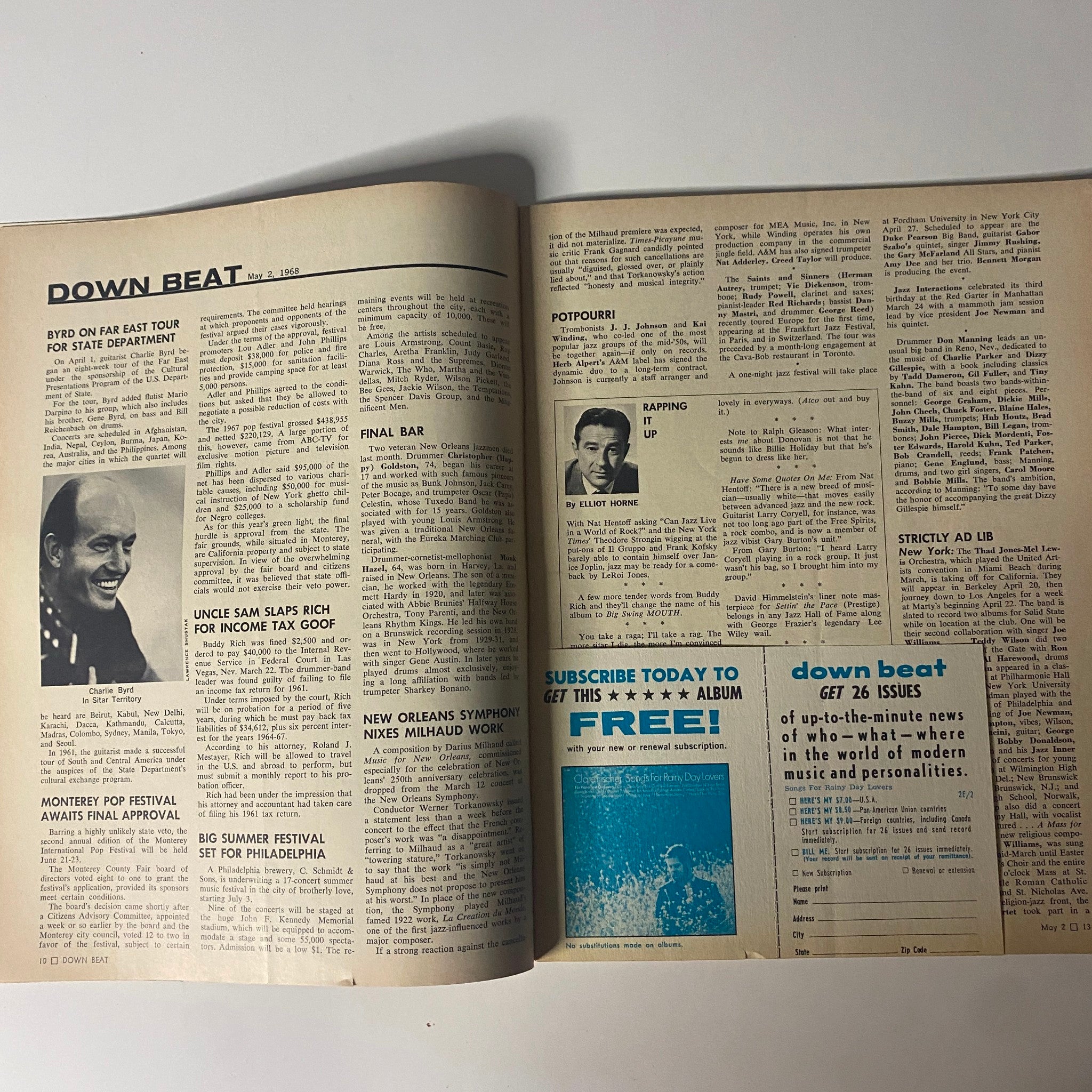 Down Beat Magazine May 2, 1968 Vol 35 No. 9 Pete Fountain Cover