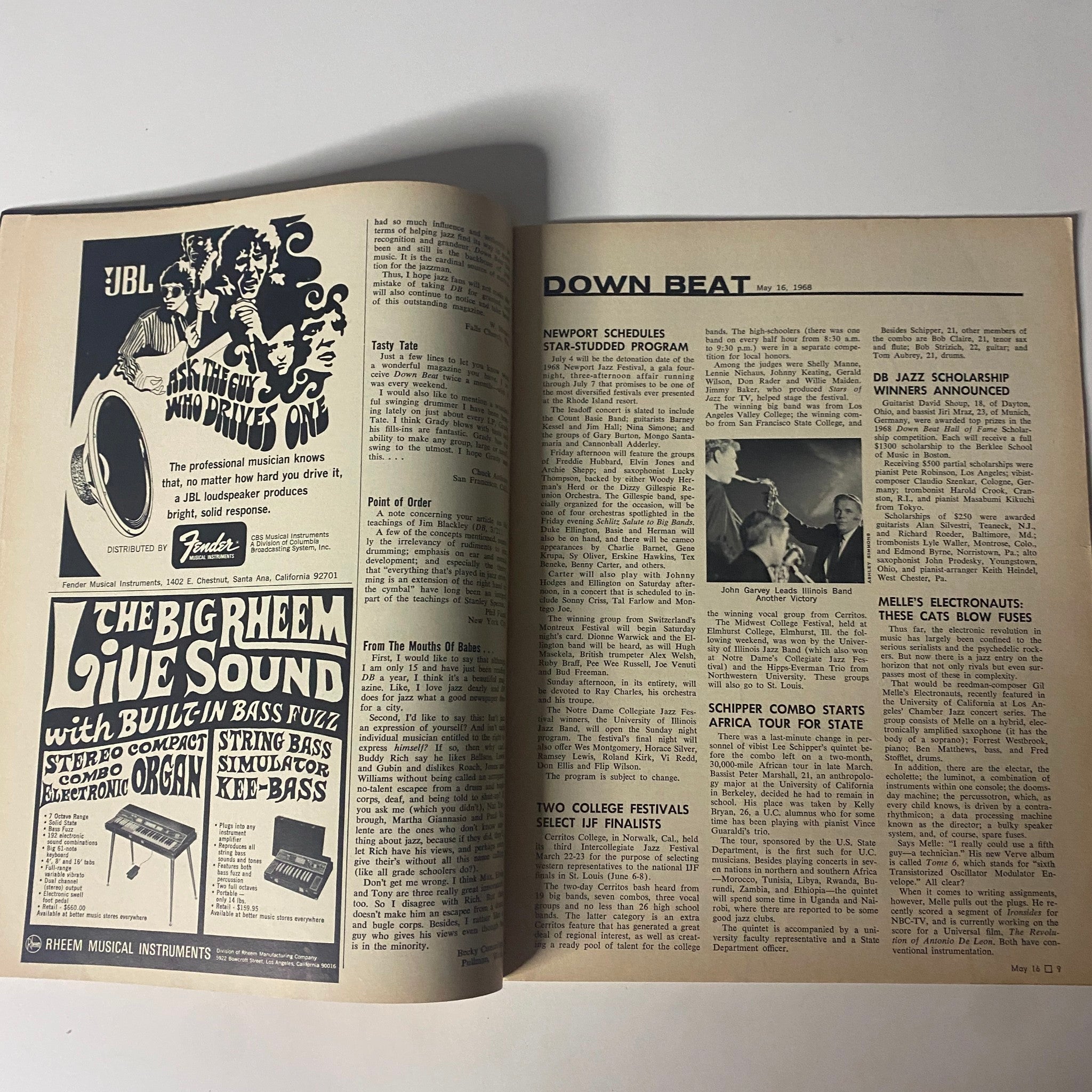 Down Beat Magazine May 16, 1968 Charles McPherson, Arnie Lawrence & Joe Farrell