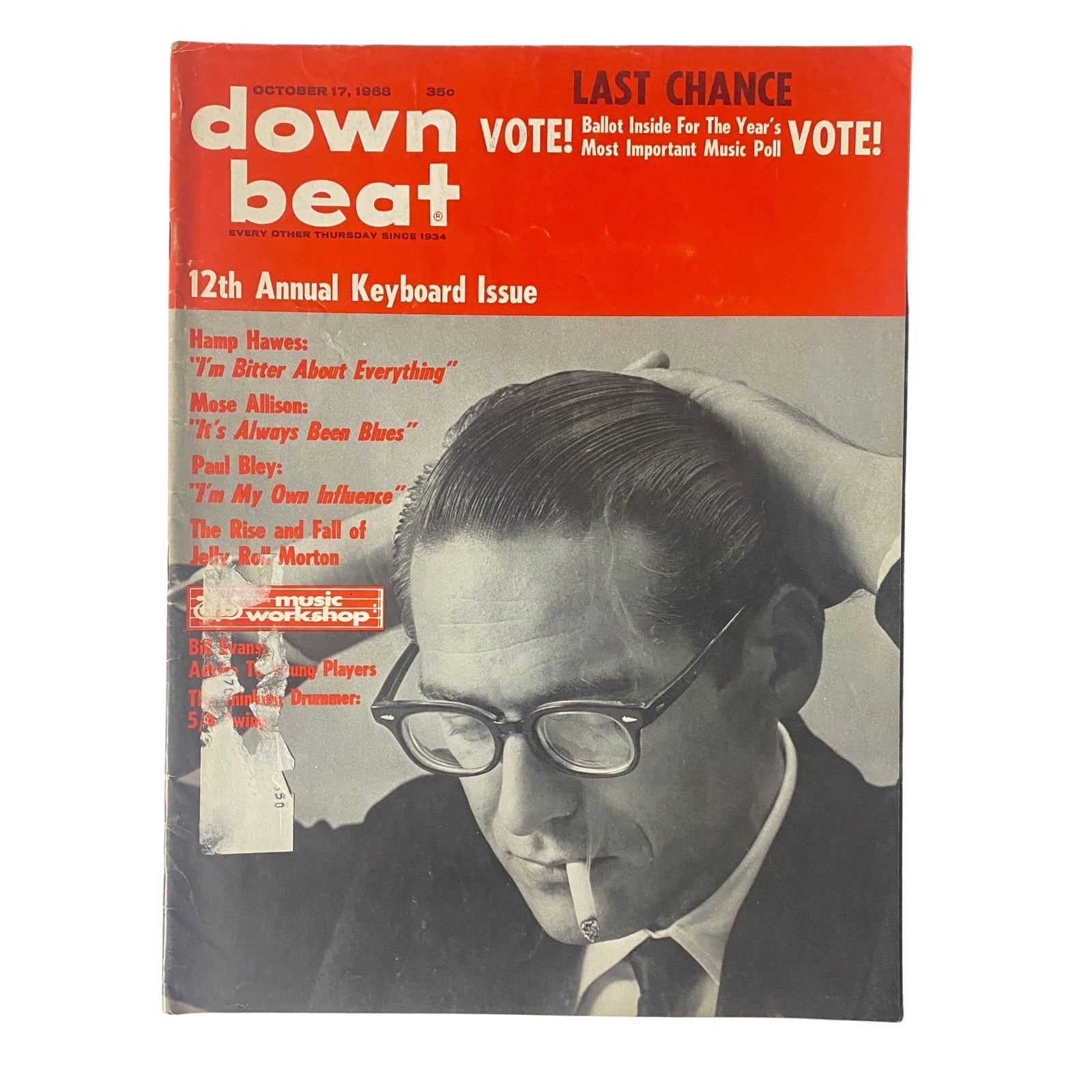 Down Beat Magazine October 17, 1968 Hamp Howes, Mose Allison & Paul Bley