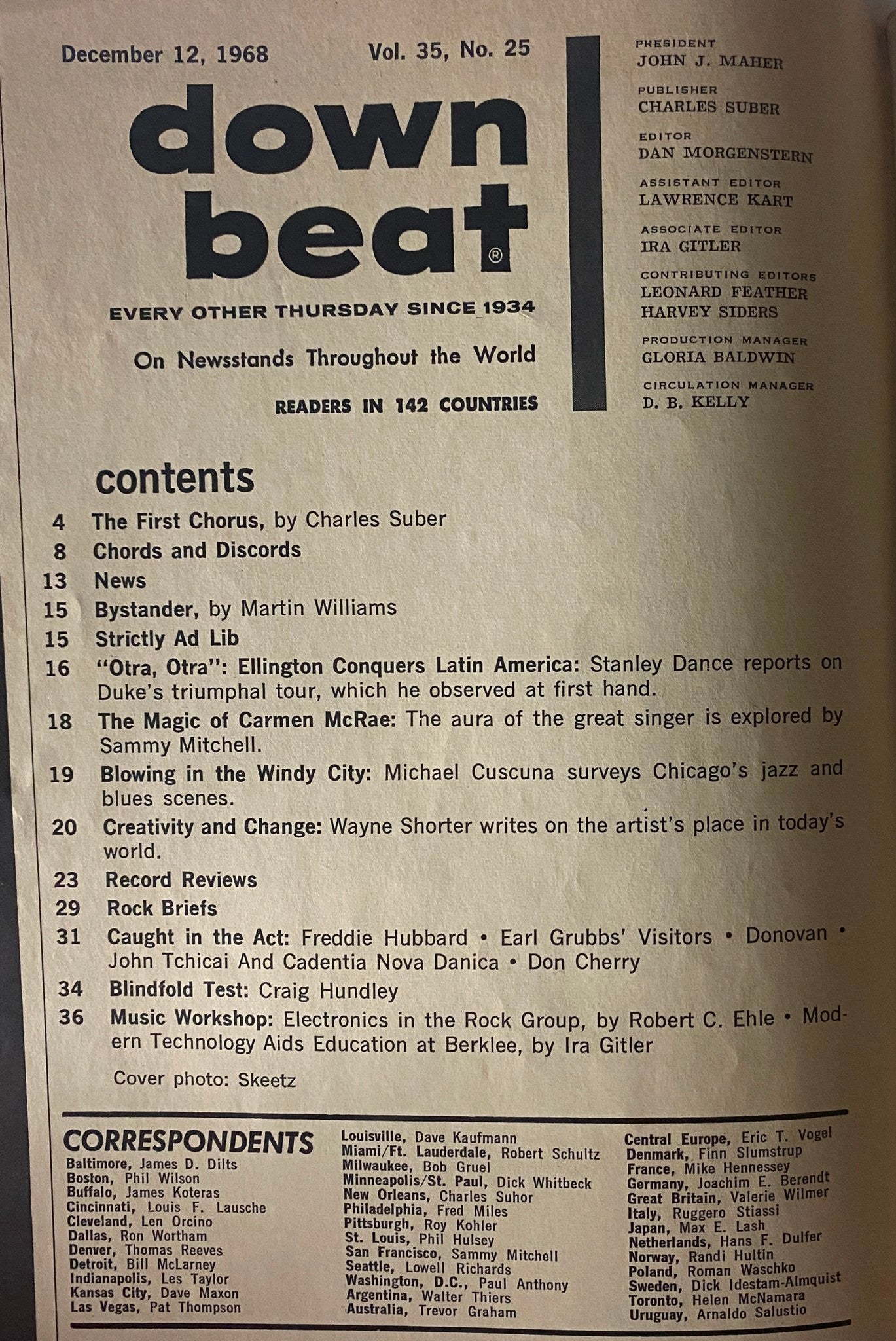 Down Beat Magazine December 12, 1968 The Charisma of Carmen McRae