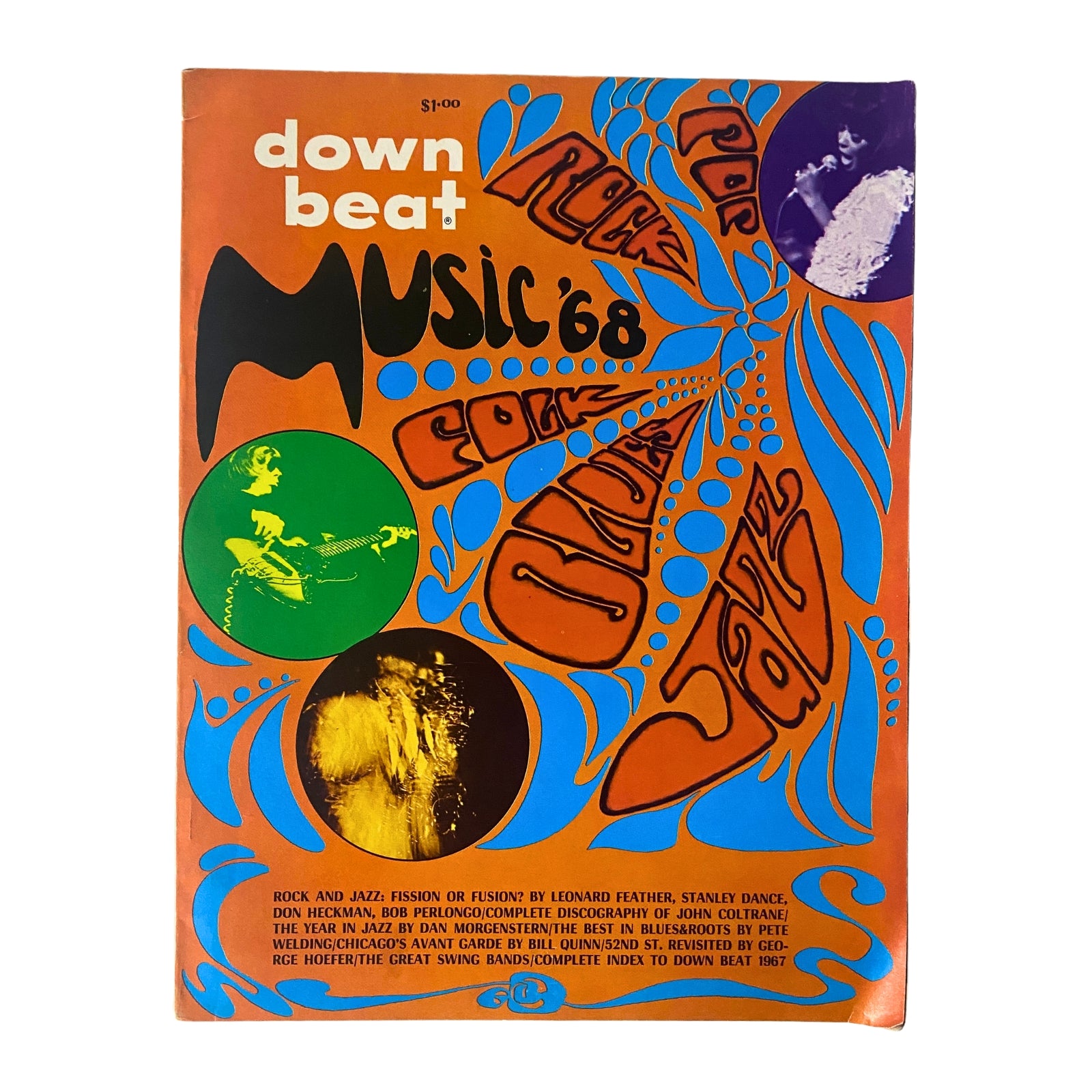 Down Beat Magazine 1968 Jazz, Rock, Blues - John Coltrane Discography No Label