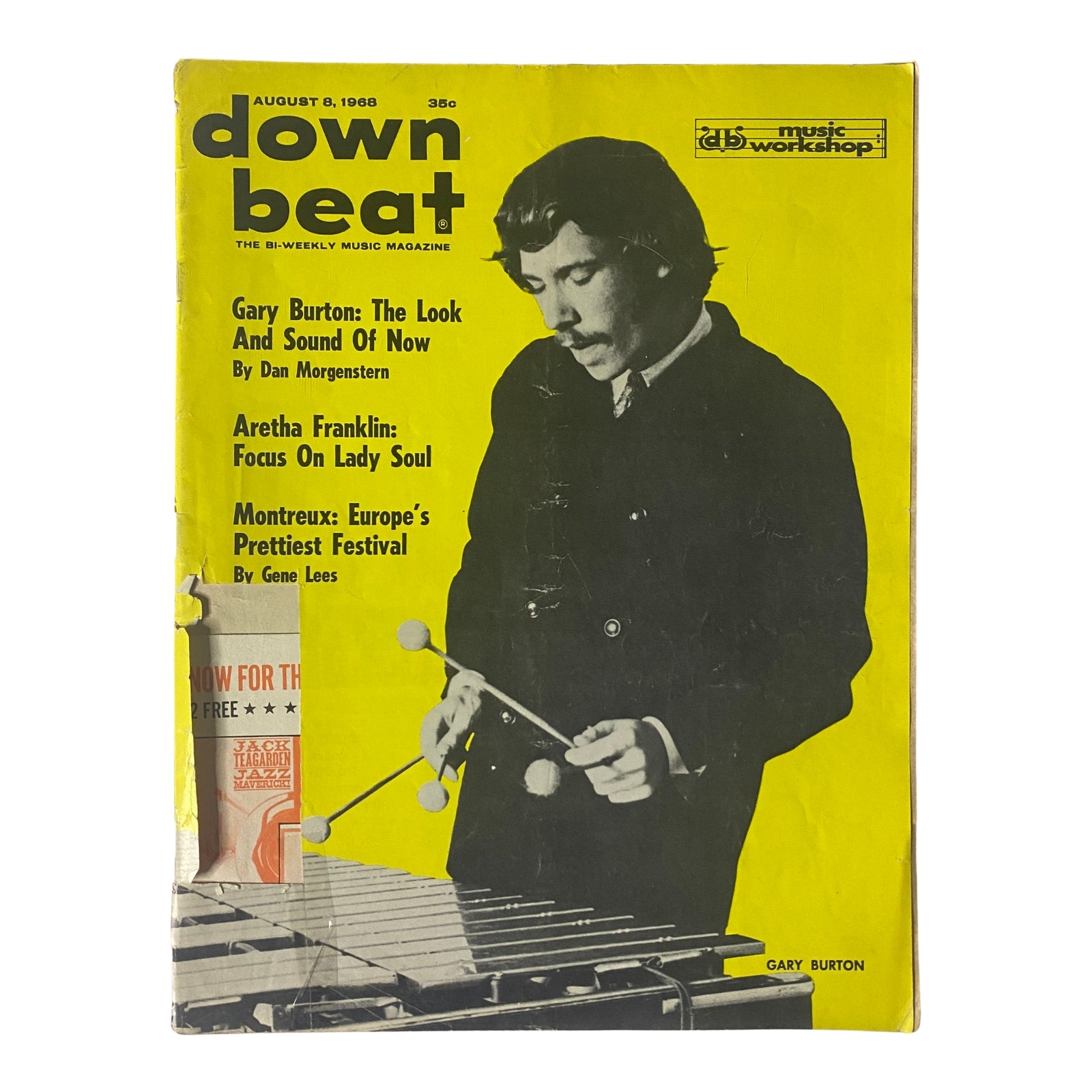 Down Beat Magazine August 8, 1968 Gary Burton, Aretha Franklin GD Interior